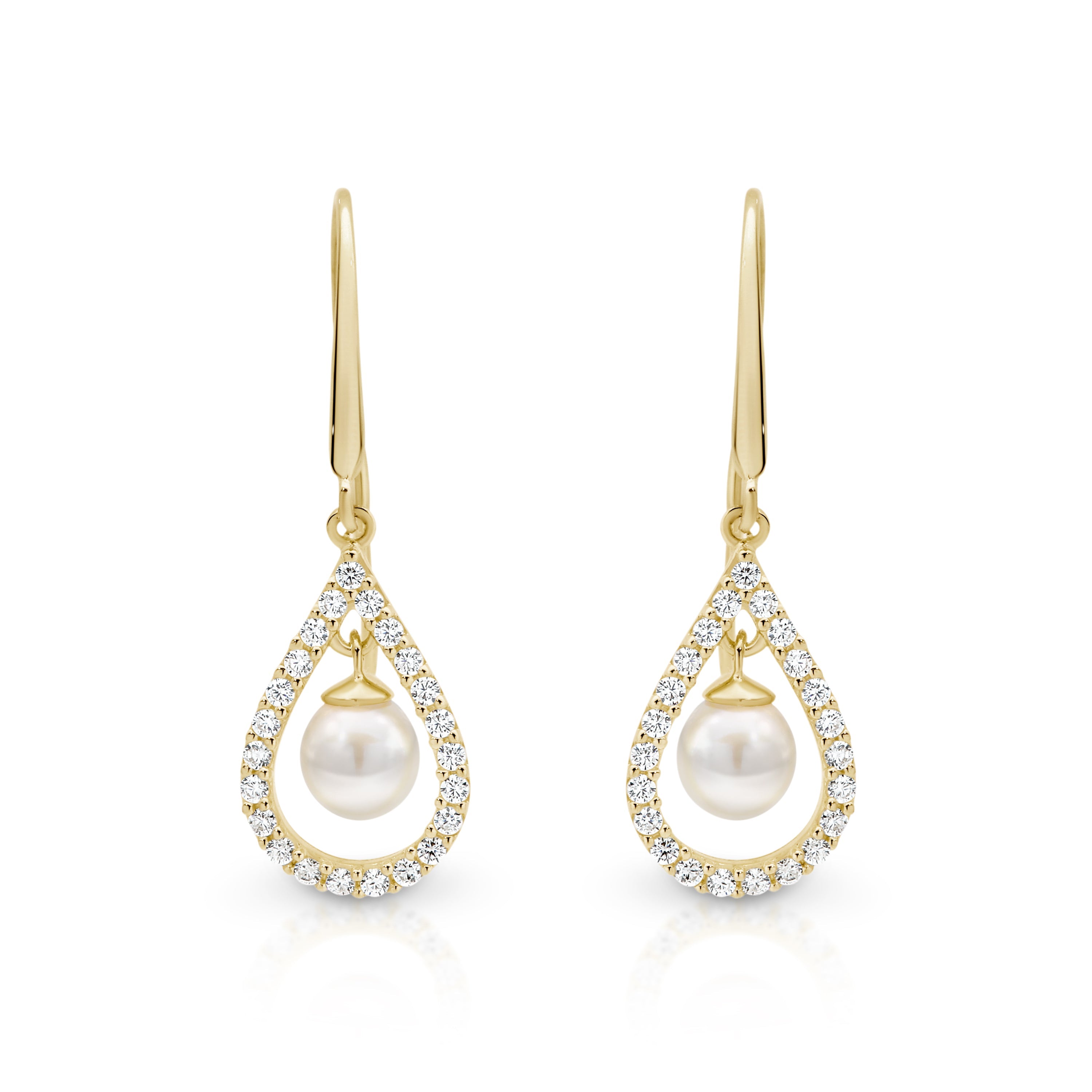 9ct gold tear drop pearl drop earrings