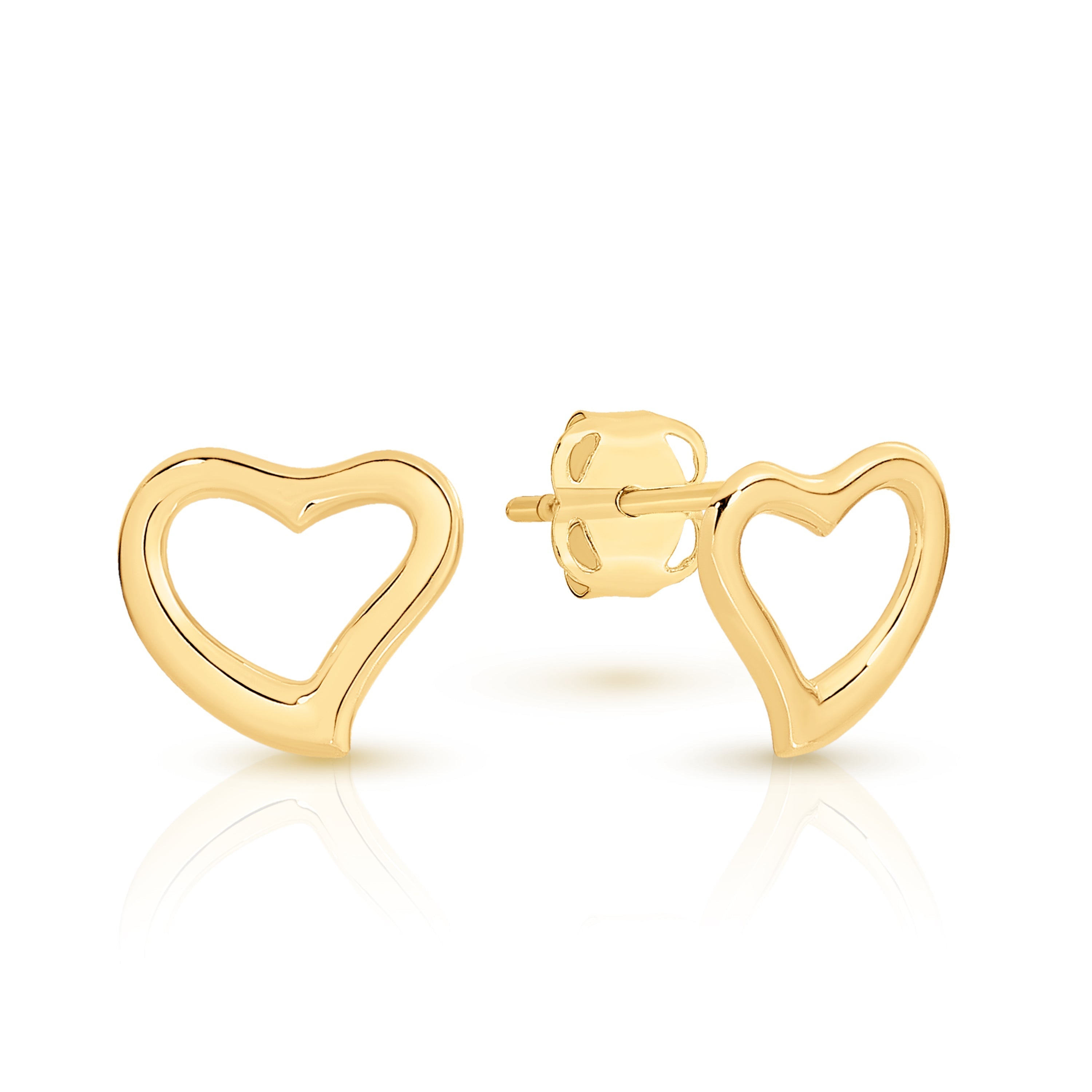 9ct open heart studs