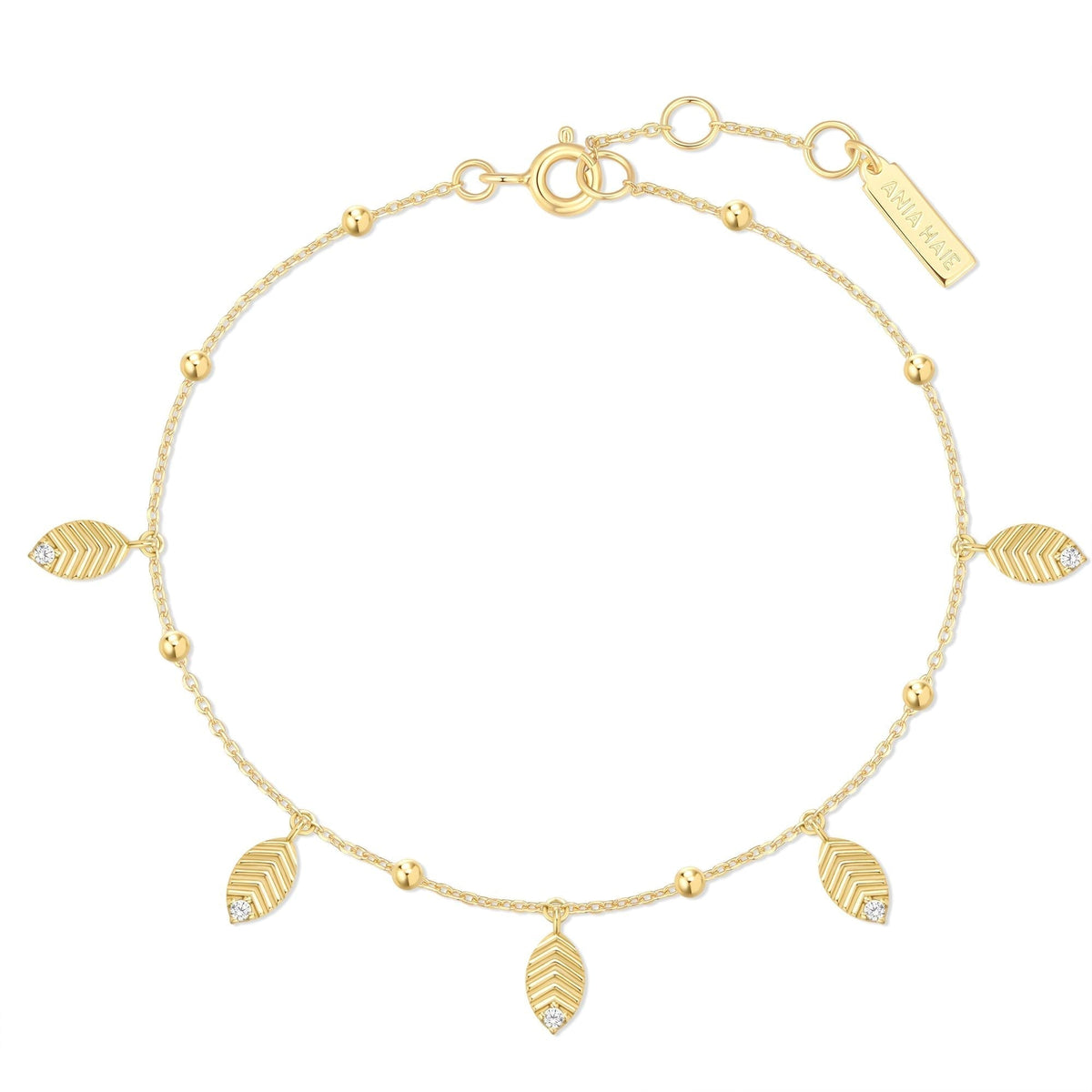 Ania Haie Gold Leaf Station Bracelet