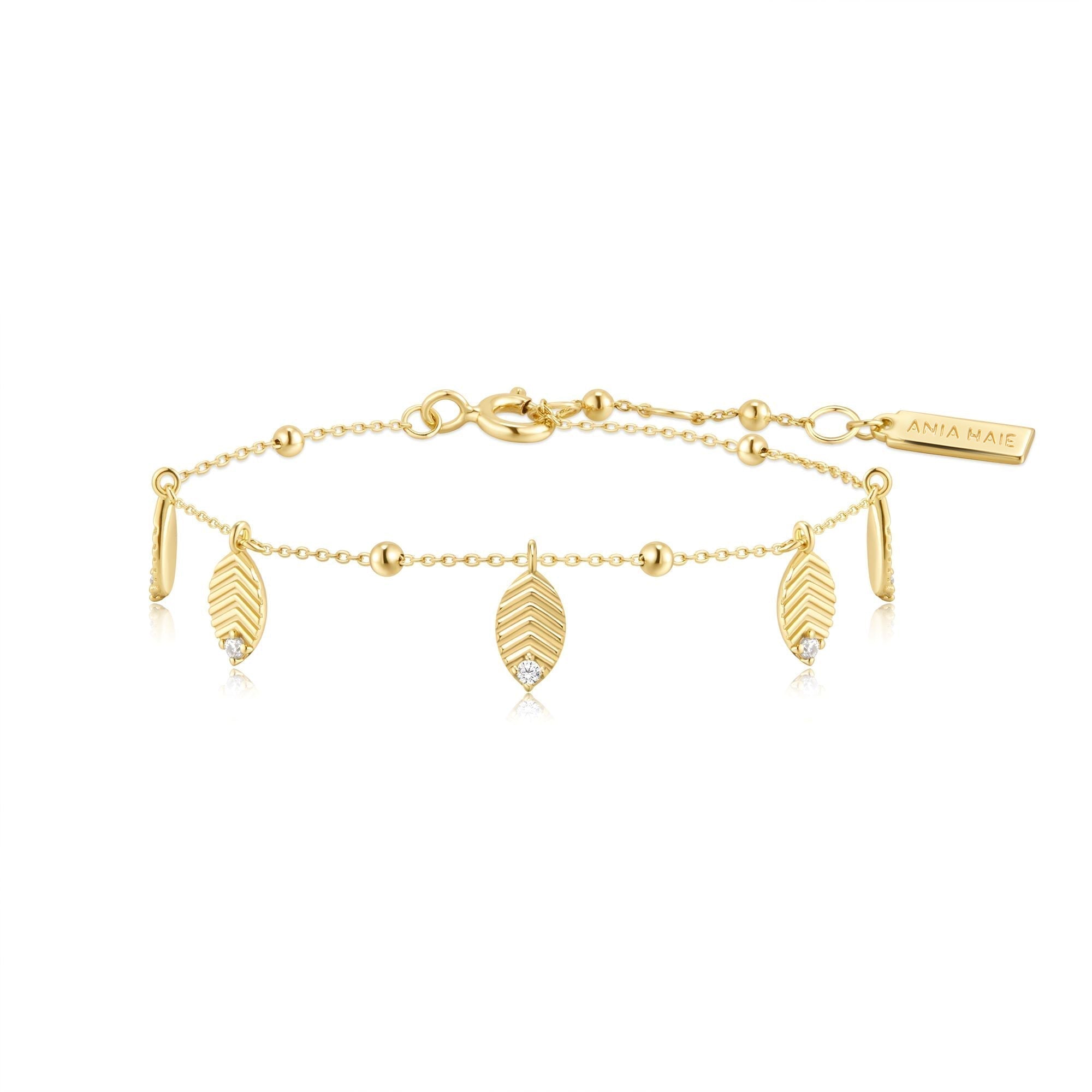 Ania Haie Gold Leaf Station Bracelet