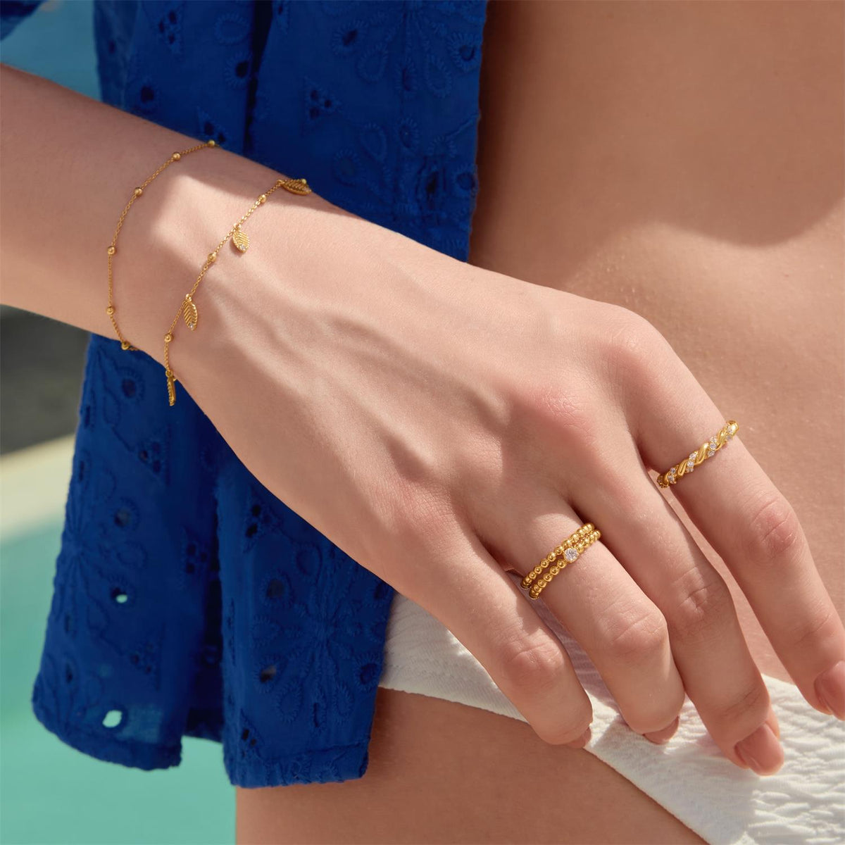 Ania Haie Gold Leaf Station Bracelet