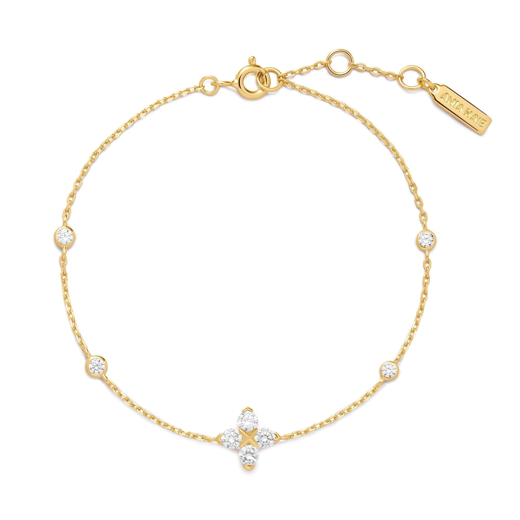 Ania Haie Gold Sparkling Lucky Clover Bracelet