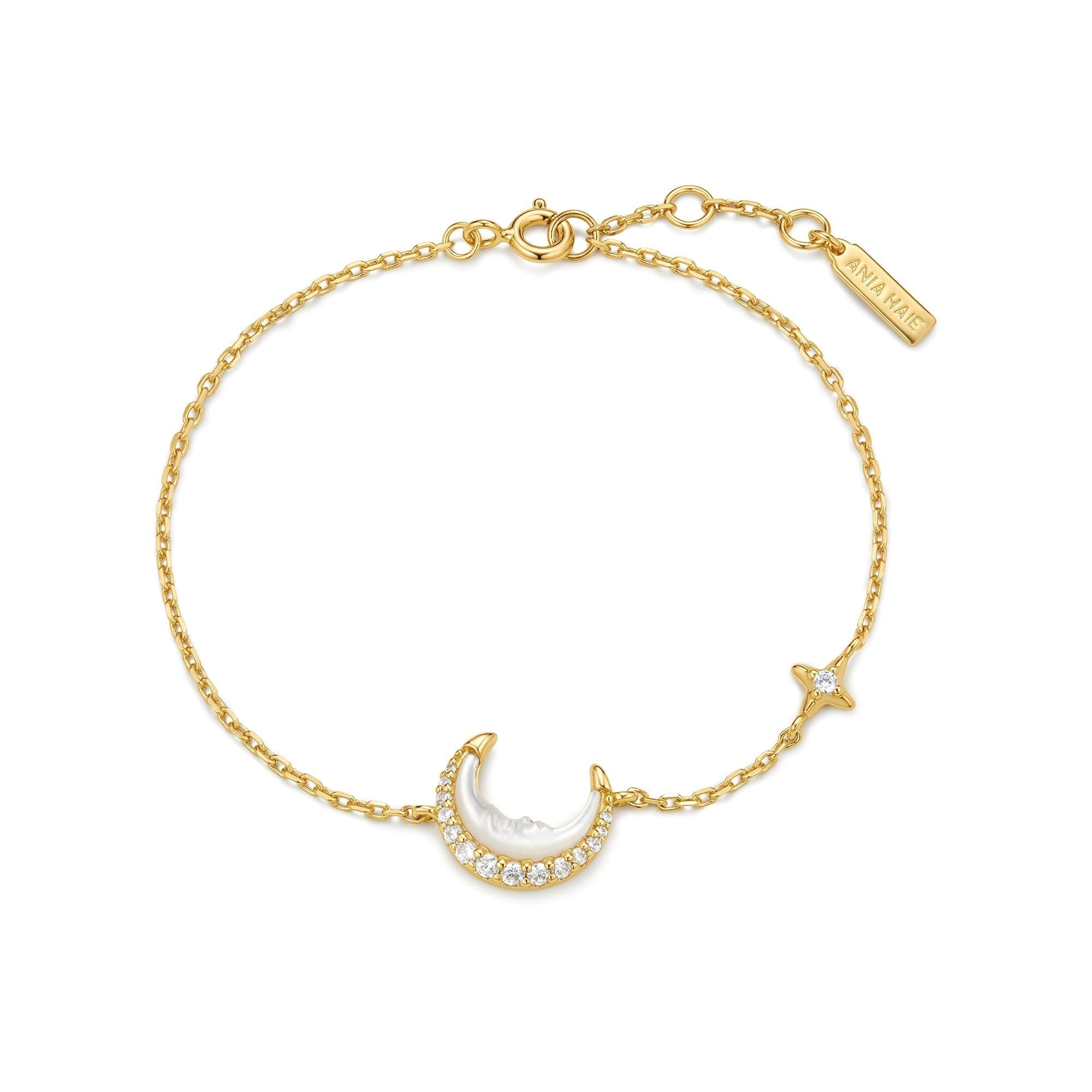 Ania Haie Gold Mother-of-Pearl Crescent Moon Bracelet