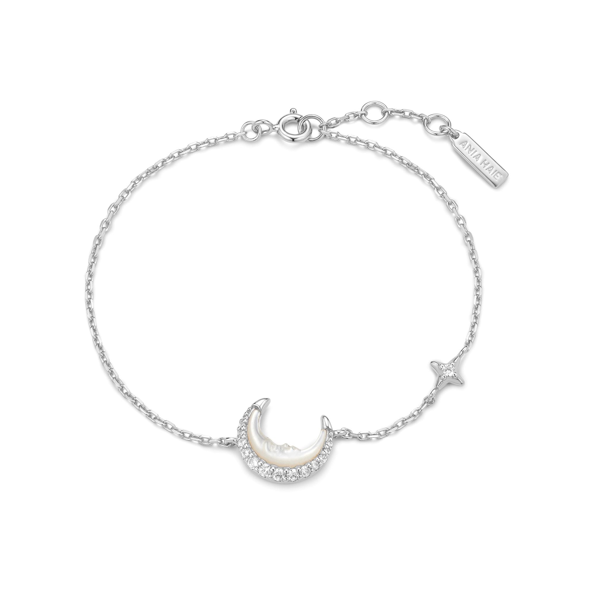 Ania Haie Silver Mother-of-Pearl Crescent Moon Bracelet