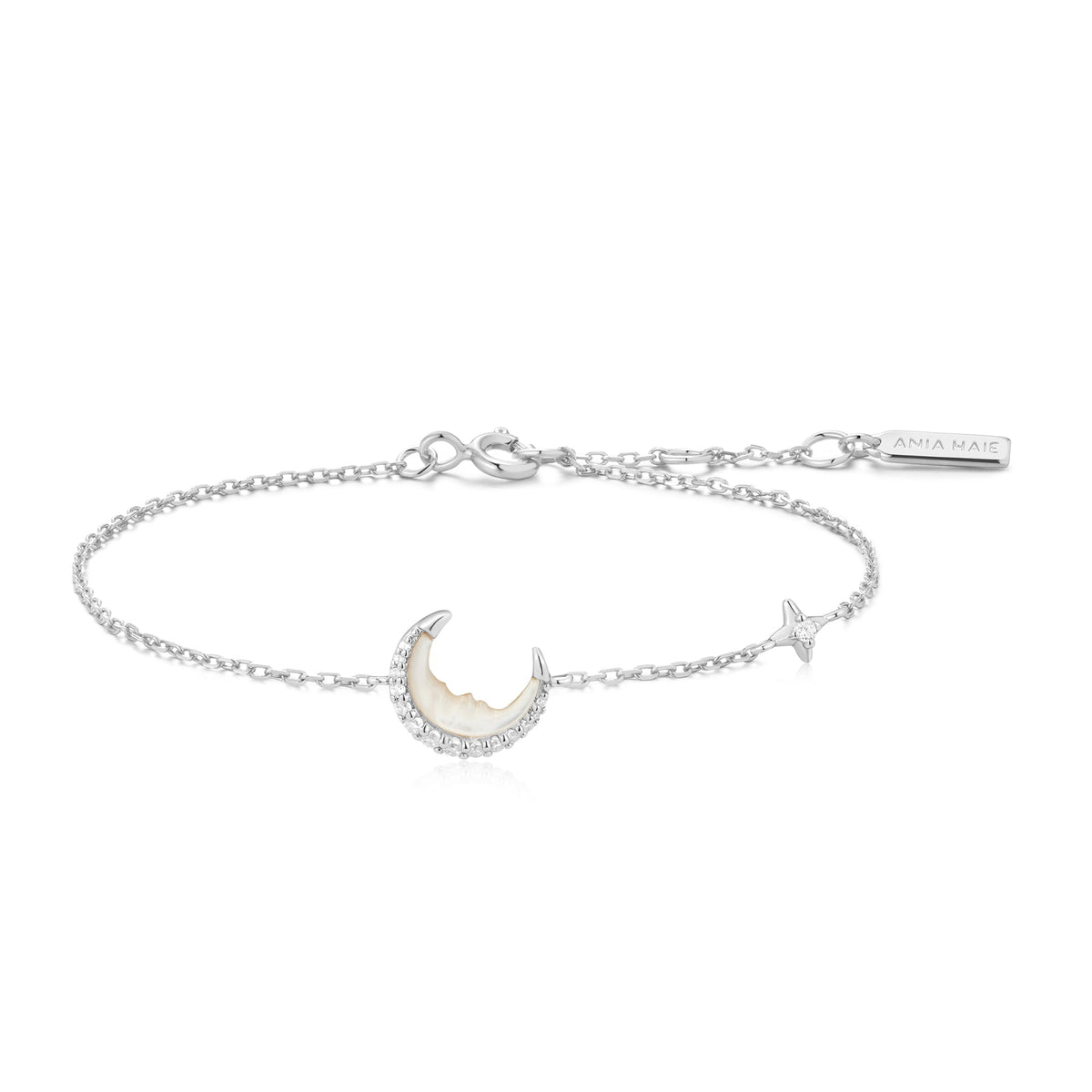 Ania Haie Silver Mother-of-Pearl Crescent Moon Bracelet