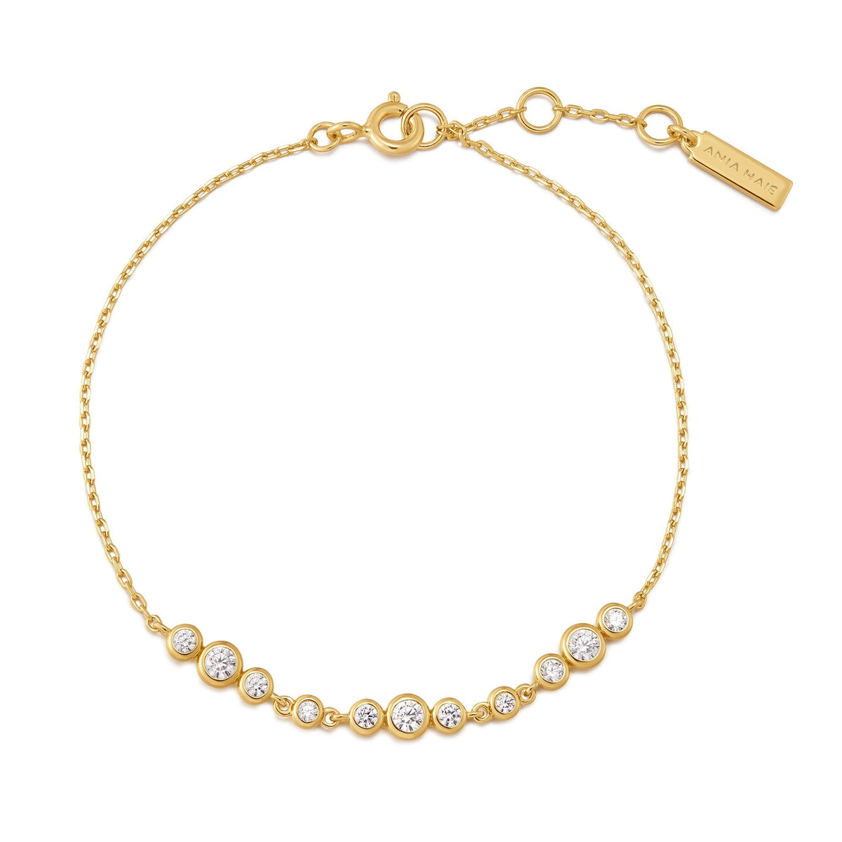 Ania Haie Gold Graduated Bezel-Set Trios Bracelet