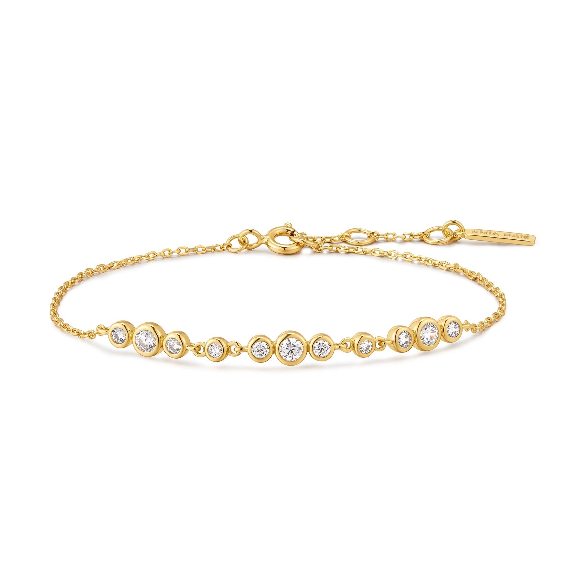 Ania Haie Gold Graduated Bezel-Set Trios Bracelet