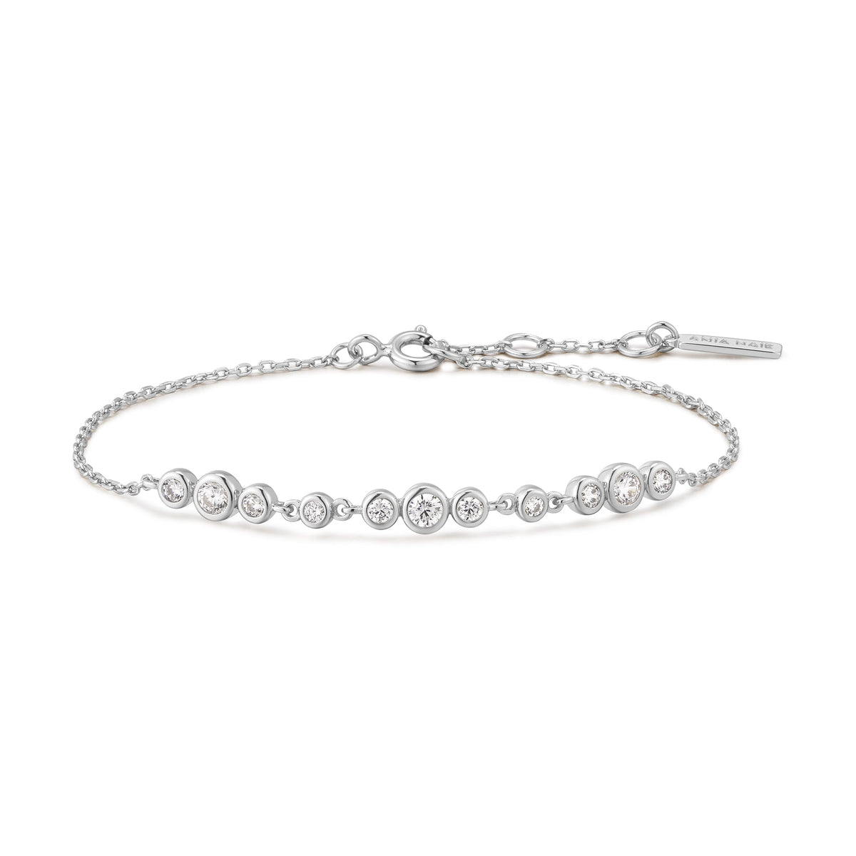 Ania Haie Silver Graduated Bezel-Set Trios Bracelet