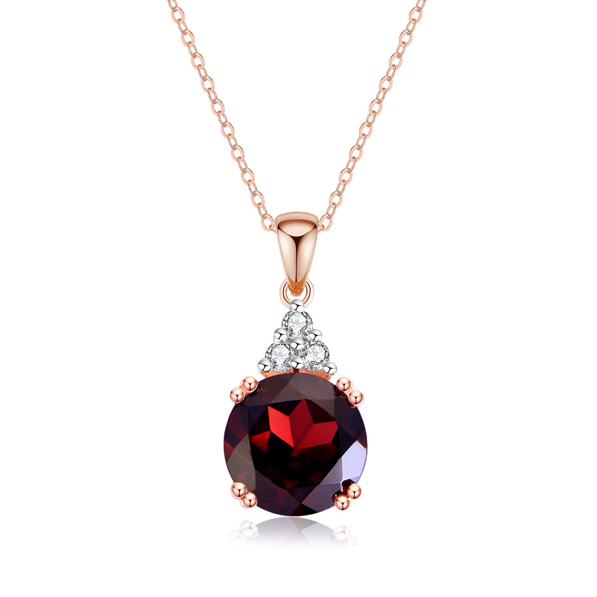 9ct Rose Gold Garnet & Diamond Pendant