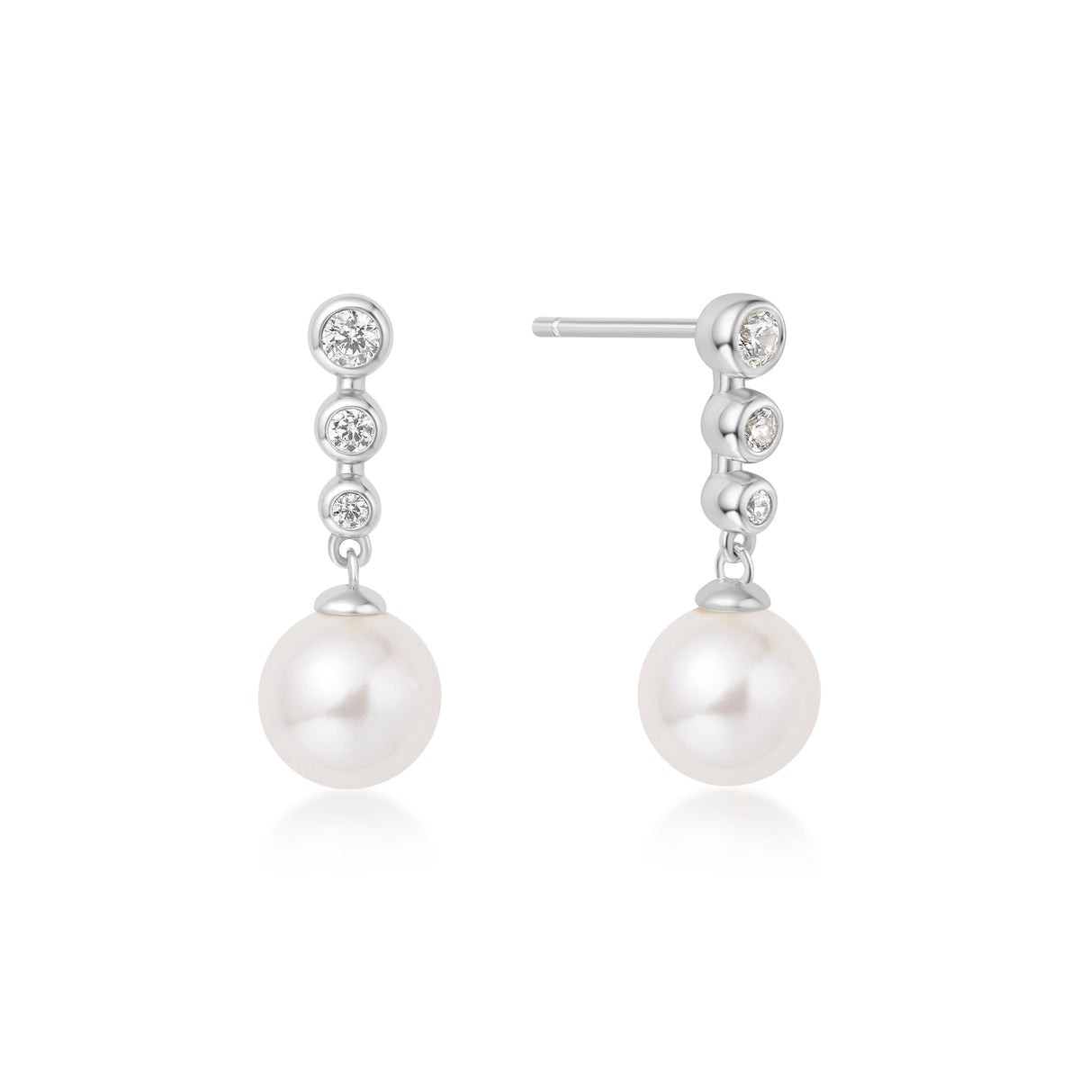 Ania Haie Silver Tennis Beaded Stone Pearl Drop Stud Earrings