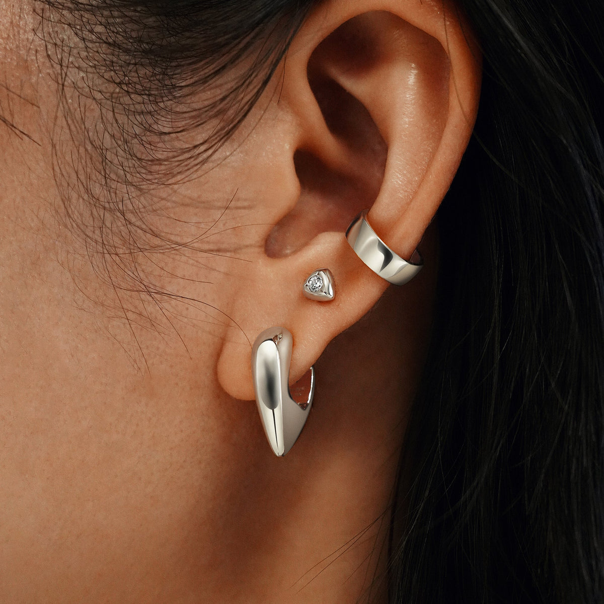 Ania Haie Silver Sparkling Shield Stud Earrings