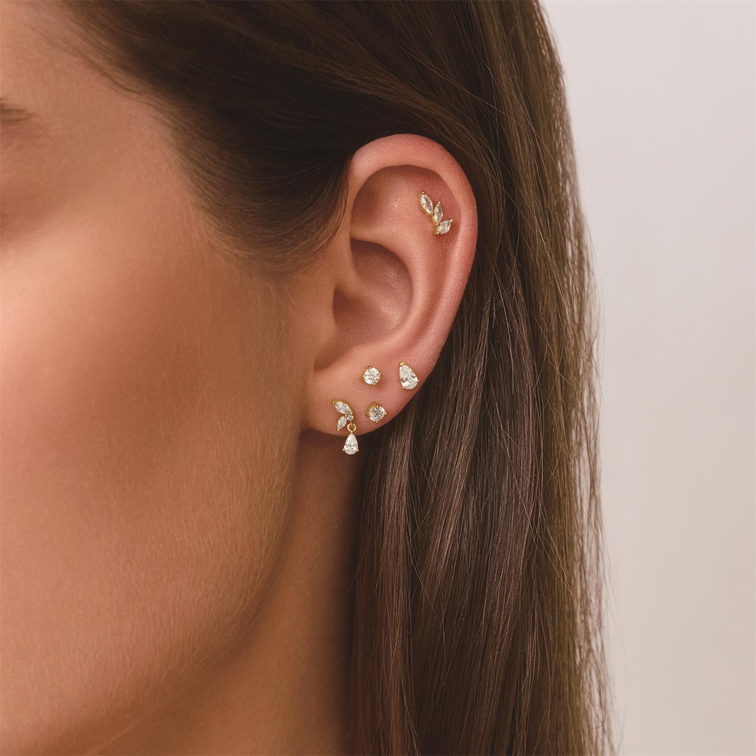 Ania Haie Gold Triple Marquise Barbell Single Earring