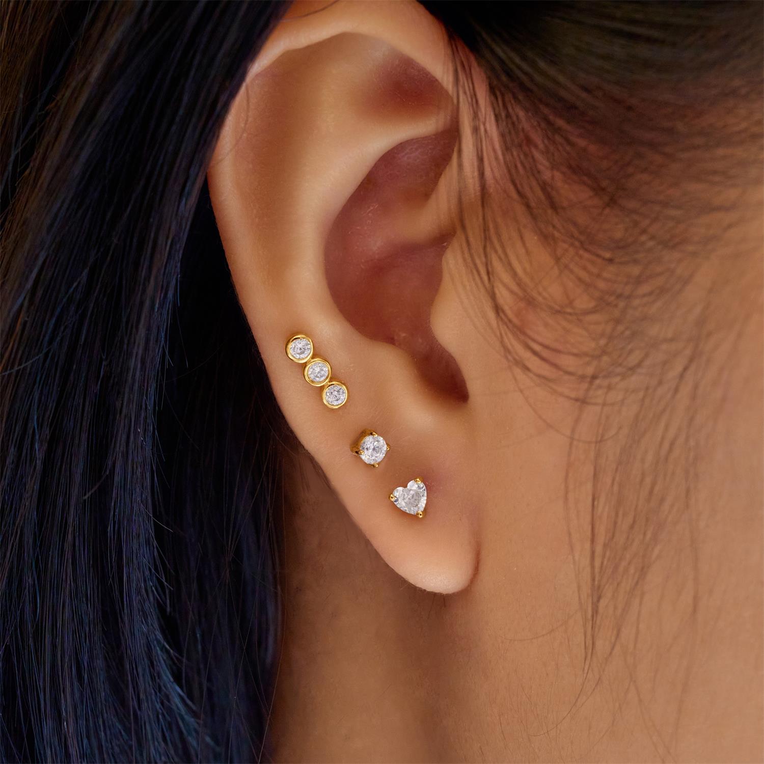 Ania Haie Gold Triple Stone Bezel Barbell Single Earring