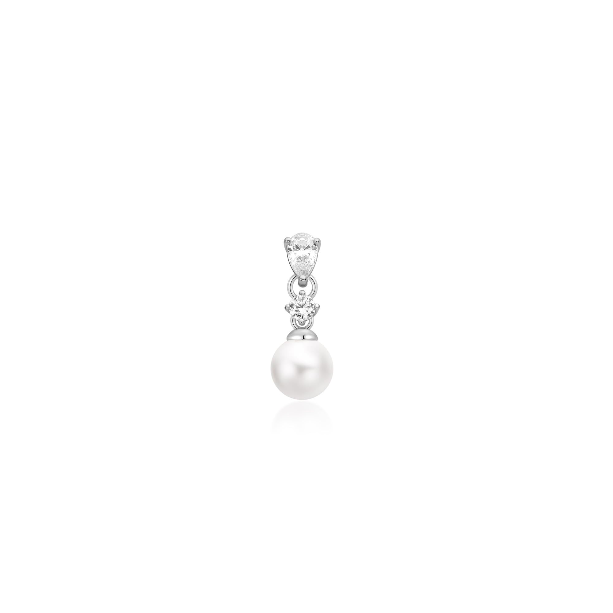 Ania Haie Silver Shell Pearl Dangling Barbell Single Earring