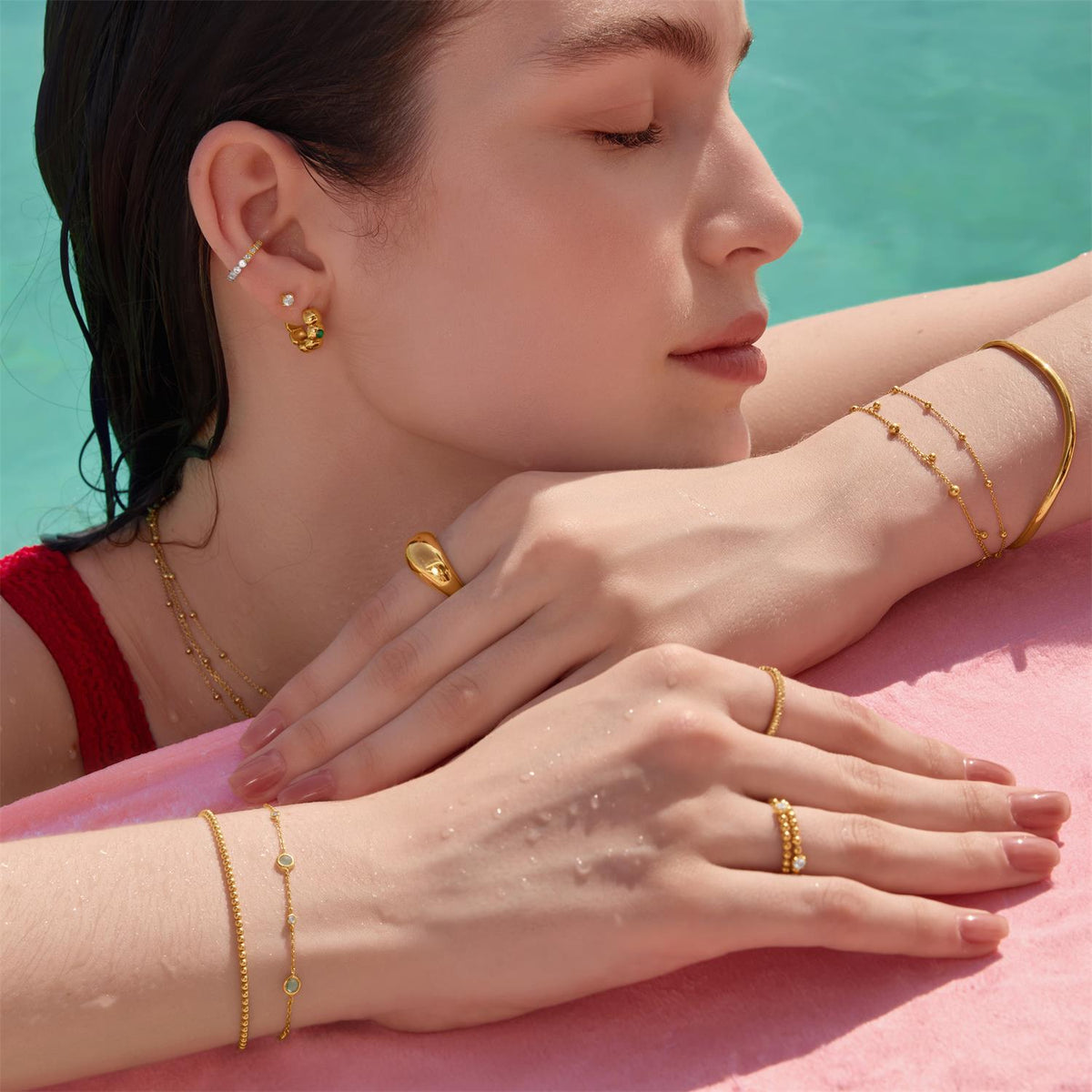 Ania Haie Gold Mint Green Station Bracelet