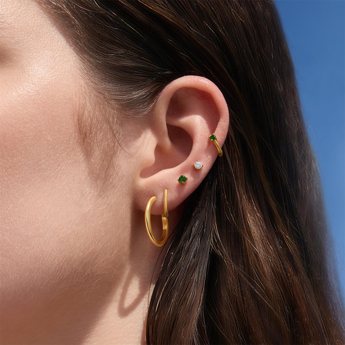 Ania Haie Gold Green Stud Earrings