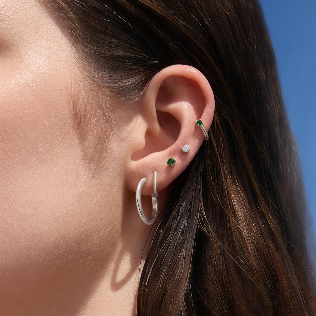 Ania Haie Silver Green Stud Earrings