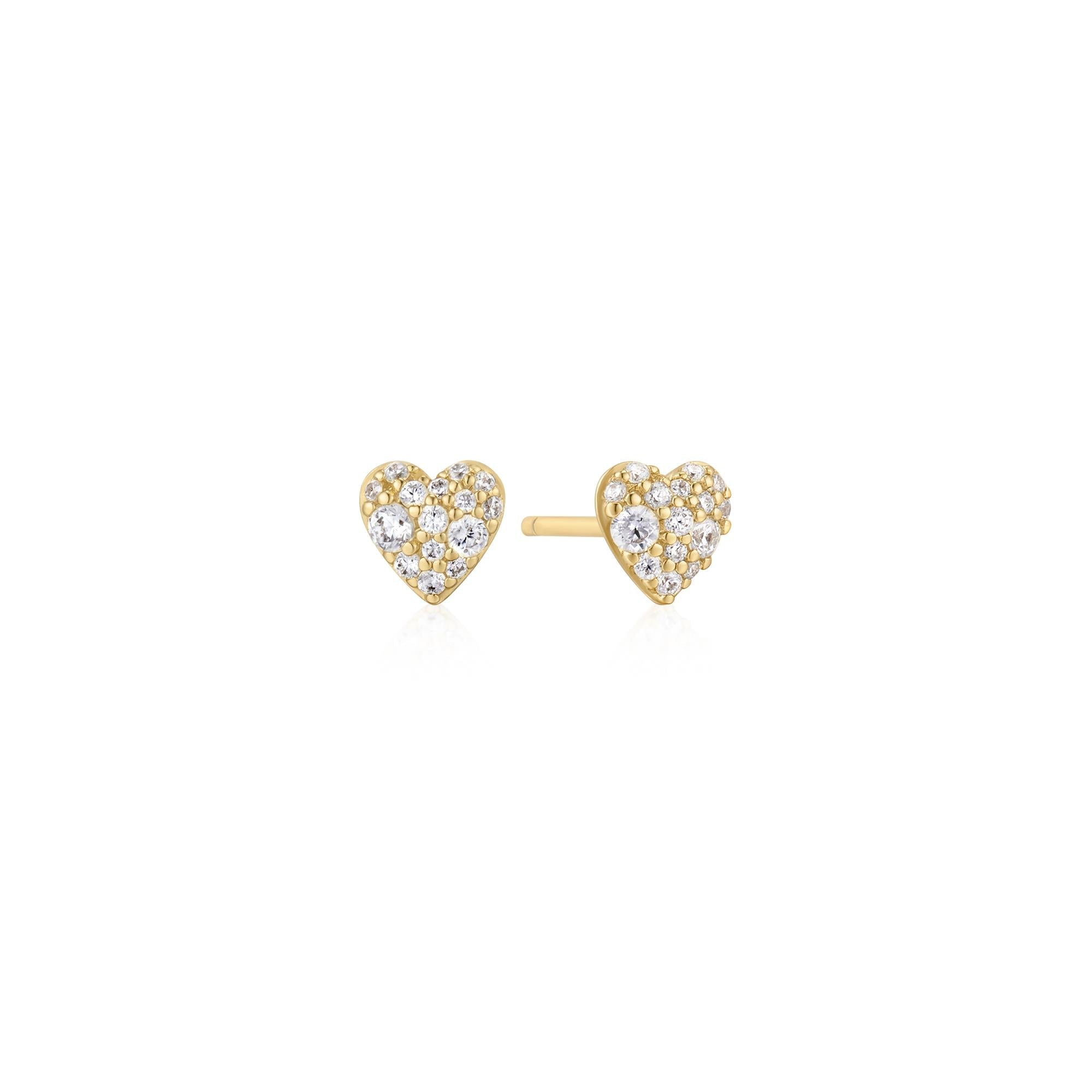 Ania Haie Gold Pave Heart Stud Earrings