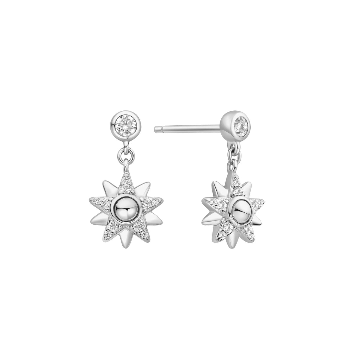 Ania Haie Silver Sunburst Dangle Stud Earrings