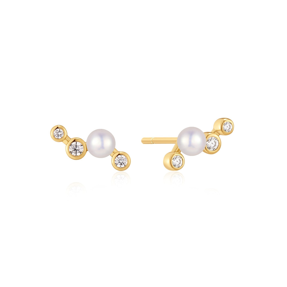 Ania Haie Gold Zig-Zag Shell Pearl Stud Earrings