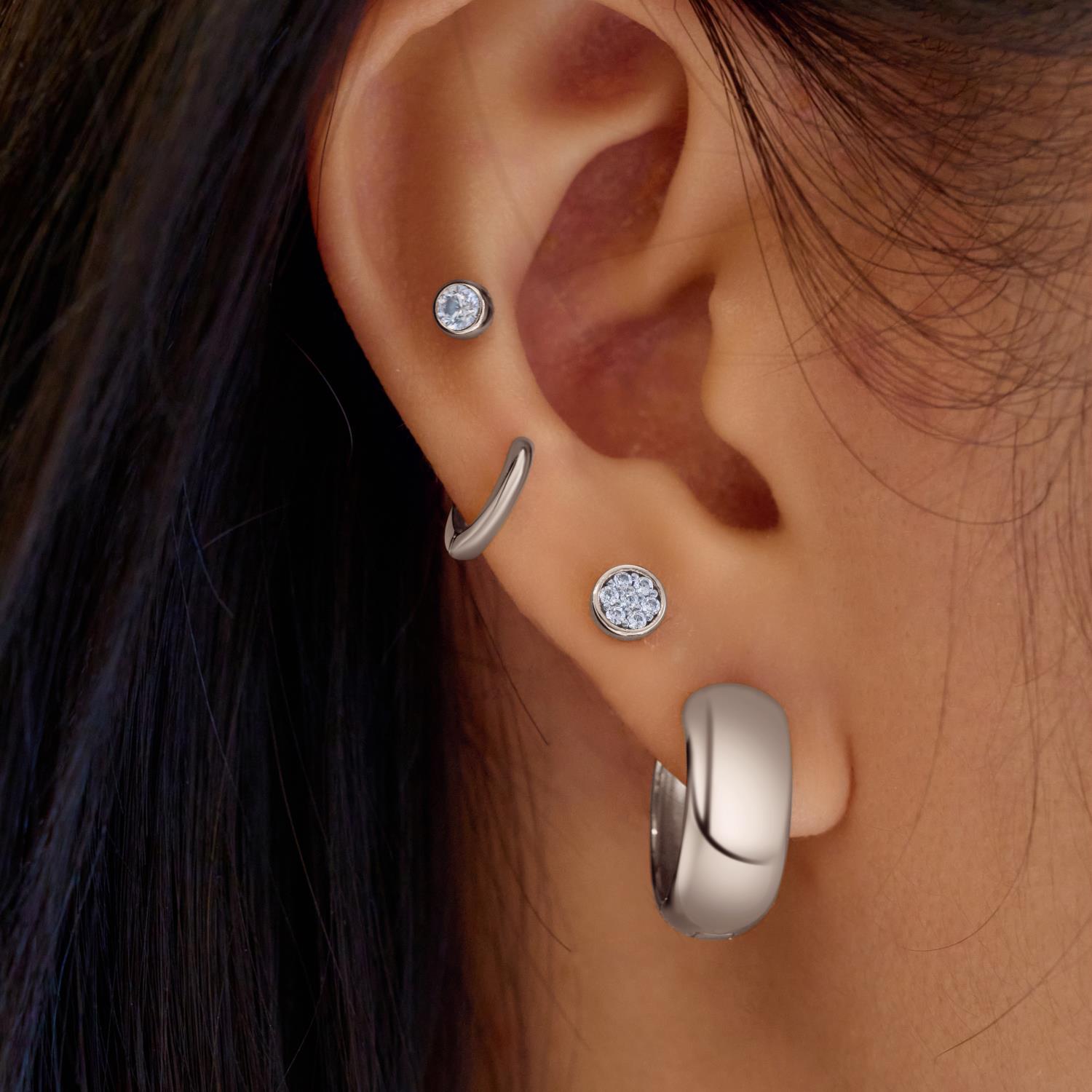 Ania Haie Silver Small Pave Disc Stud Earrings