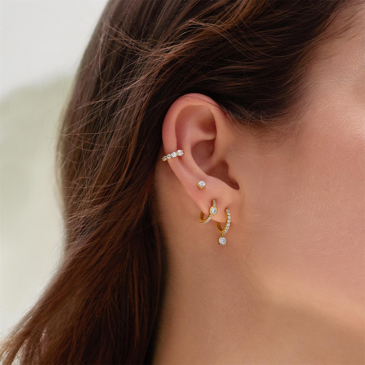 Ania Haie Gold Graduated Sparkle Huggie Hoop Earrings