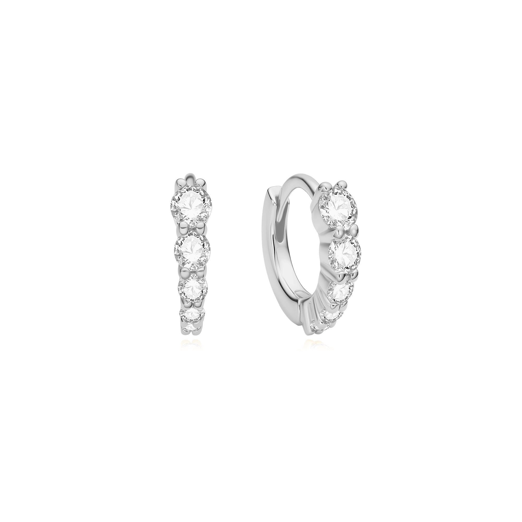 Ania Haie Silver Graduated Sparkle Huggie Hoop Earrings