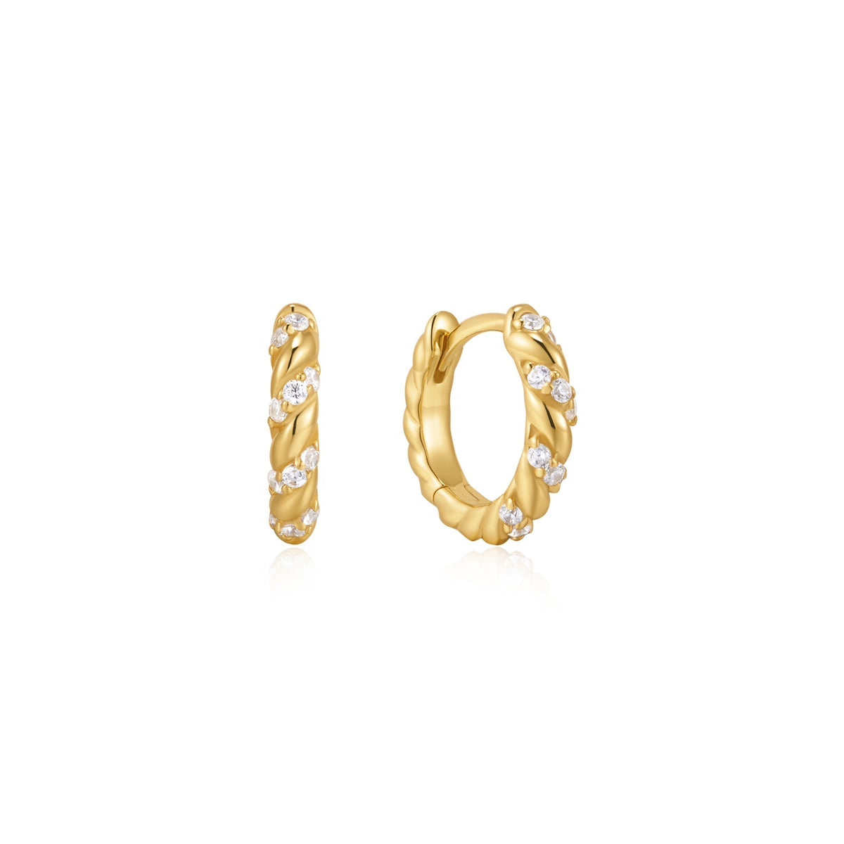 Ania Haie Gold Sparkle Twisted Huggie Hoop Earrings
