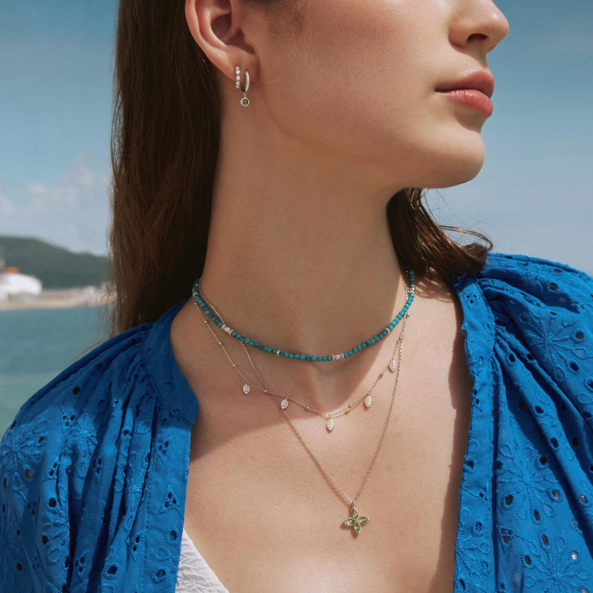 Ania Haie Silver Leaf Station Necklace