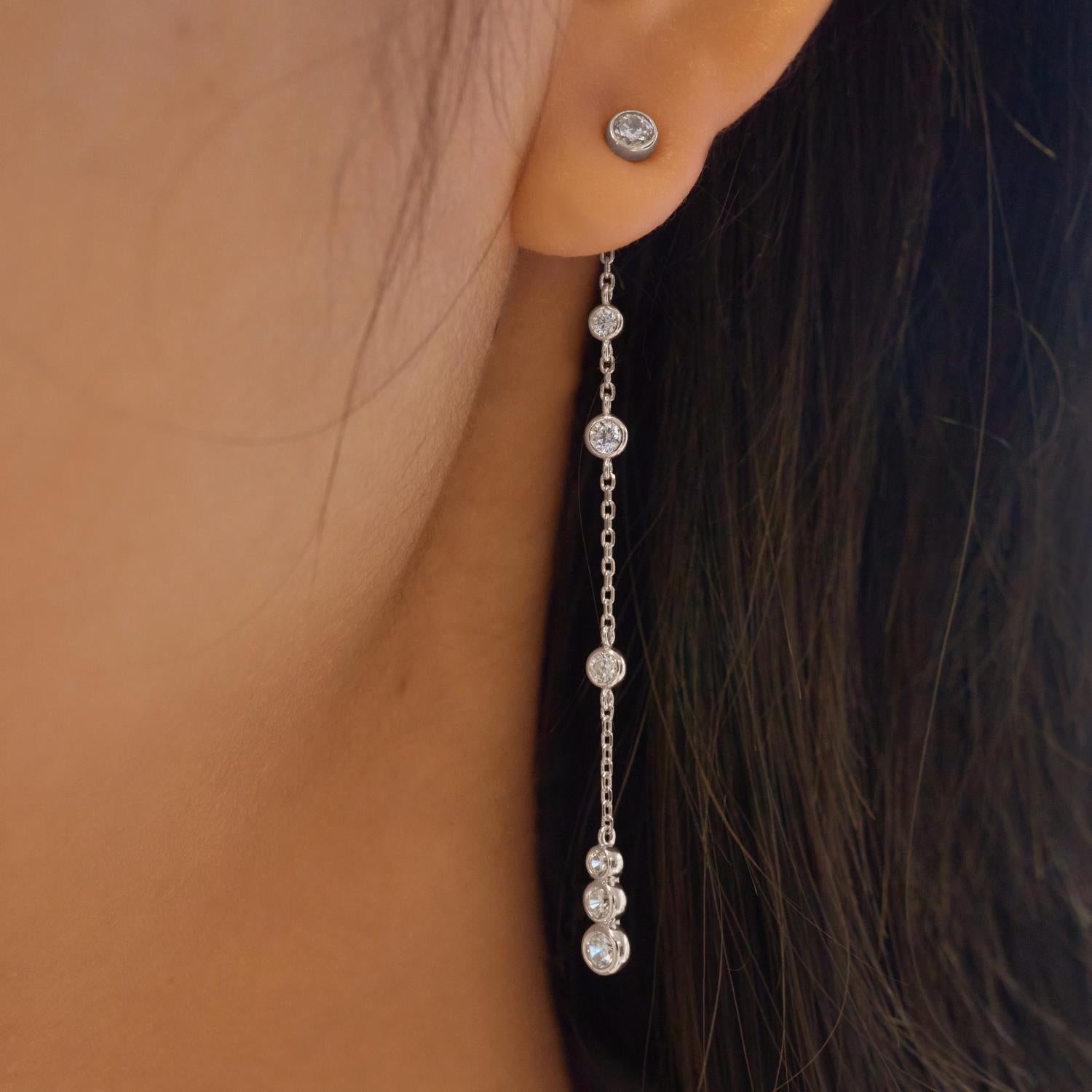 Ania Haie Silver Cascade Station Drop Stud Earrings