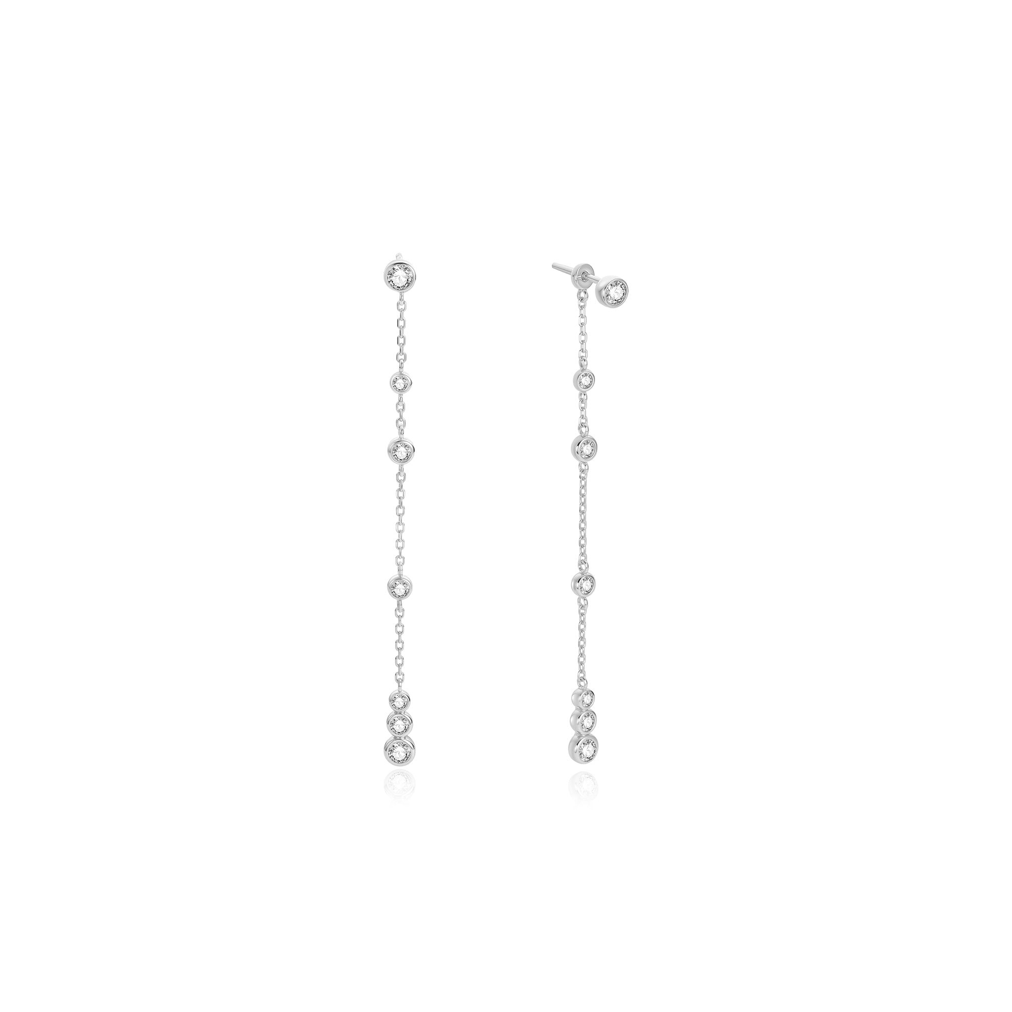 Ania Haie Silver Cascade Station Drop Stud Earrings