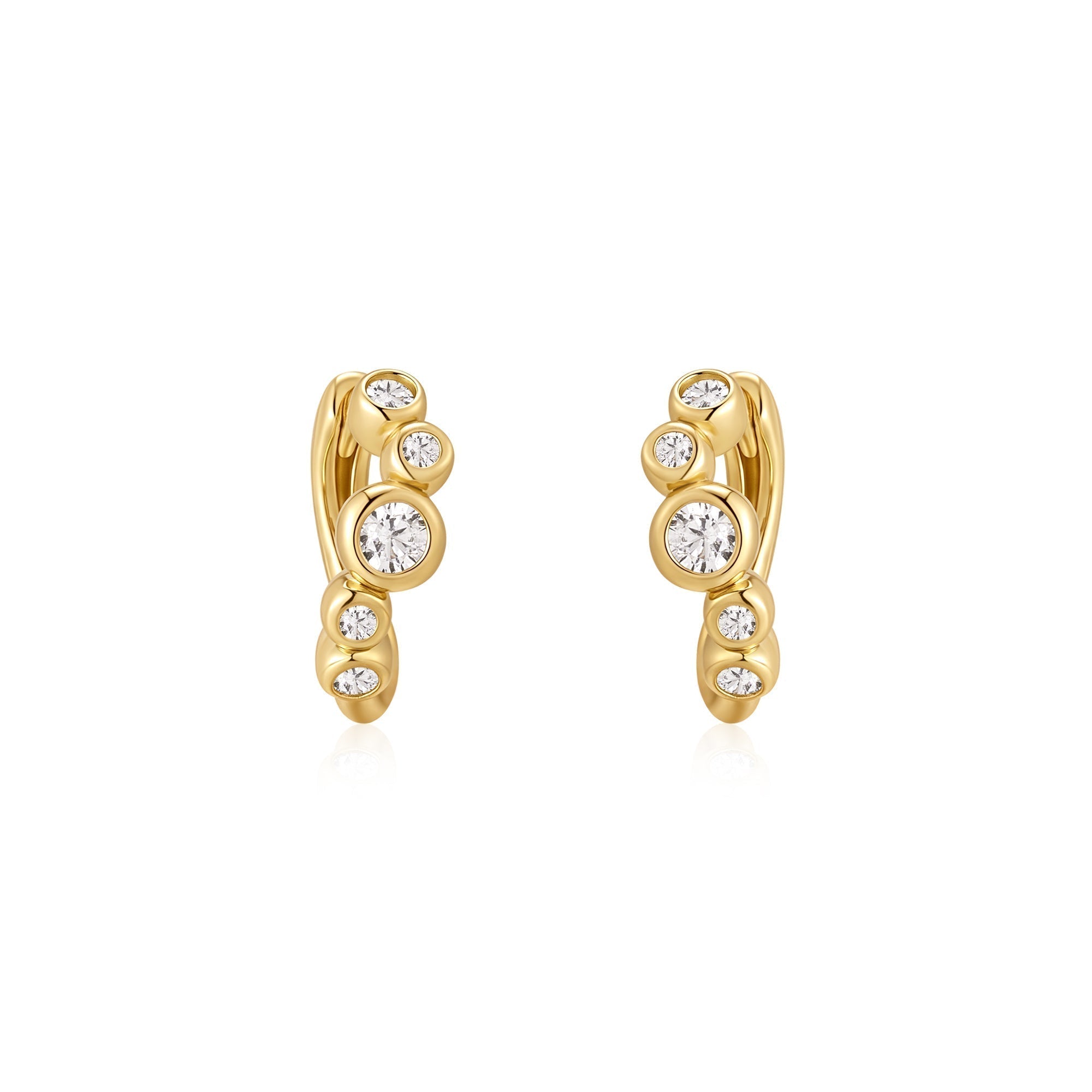 Ania Haie Gold Small Sparkling Tide Huggie Hoop Earrings