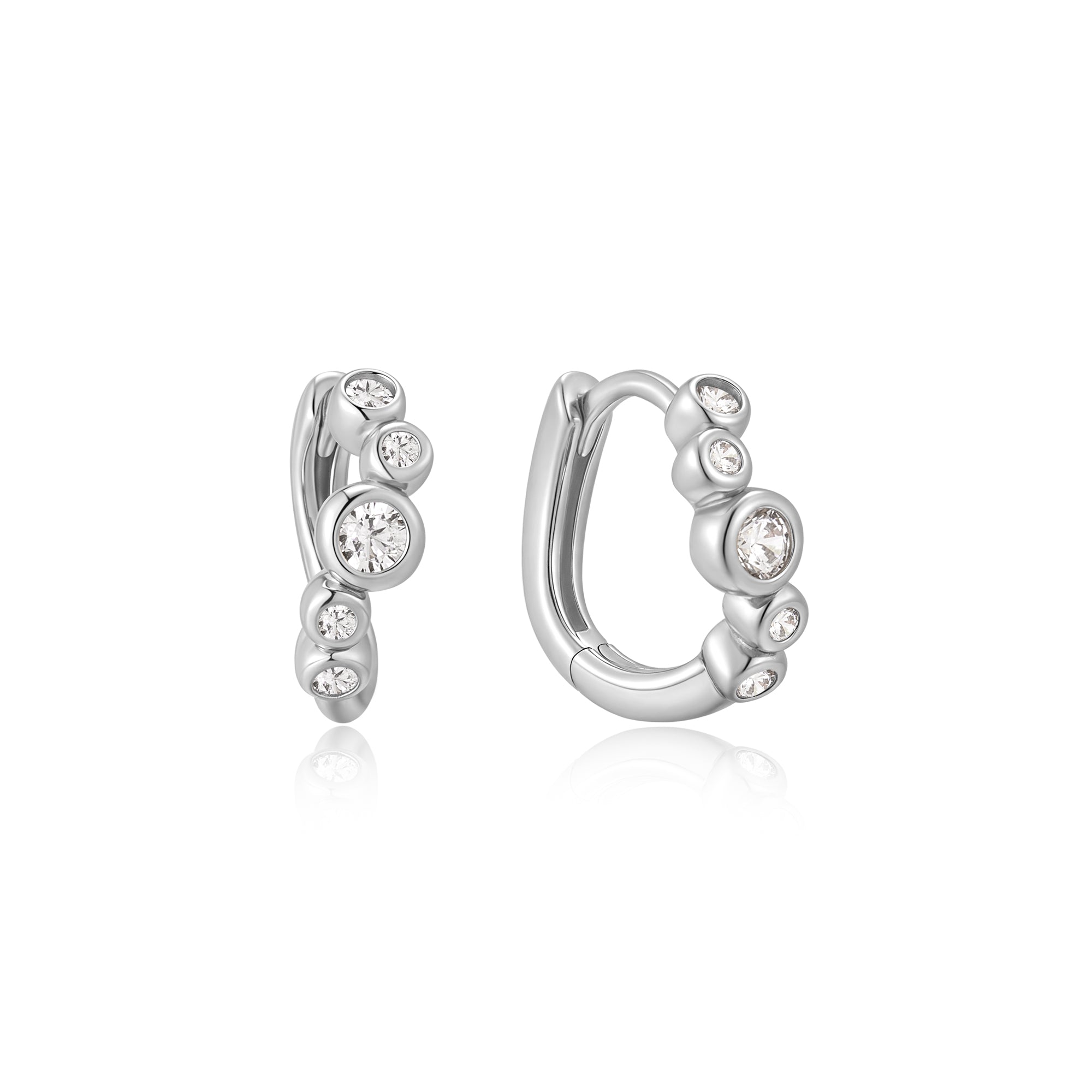 Ania Haie Silver Small Sparkling Tide Huggie Hoop Earrings