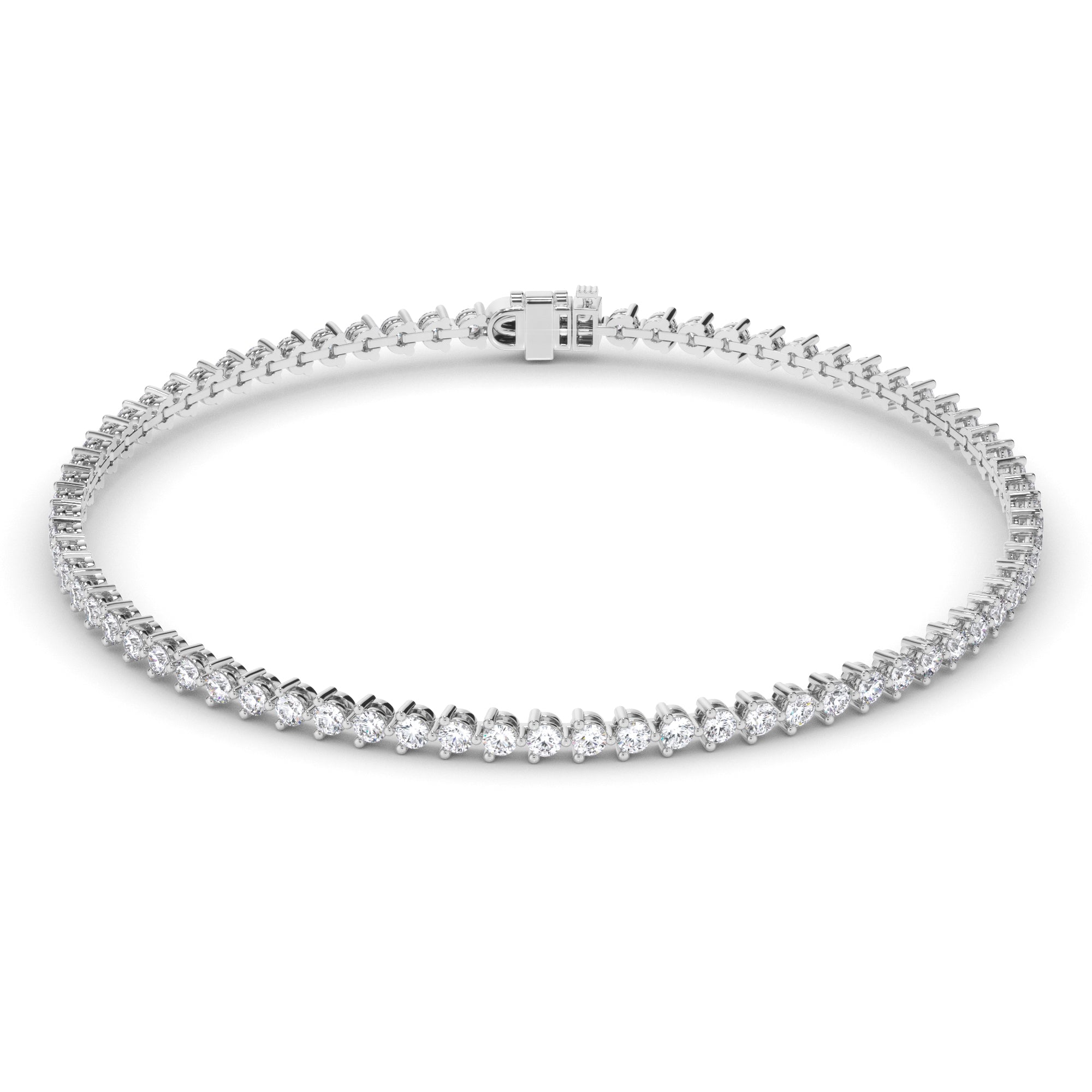 Round Brilliant Cut Natural Mined Diamond Tennis Bracelet