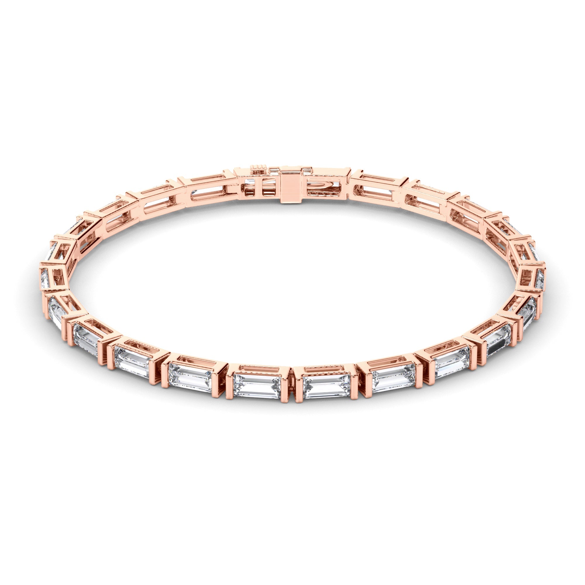 Baguette Cut Natural Mined Diamond Tennis Bracelet