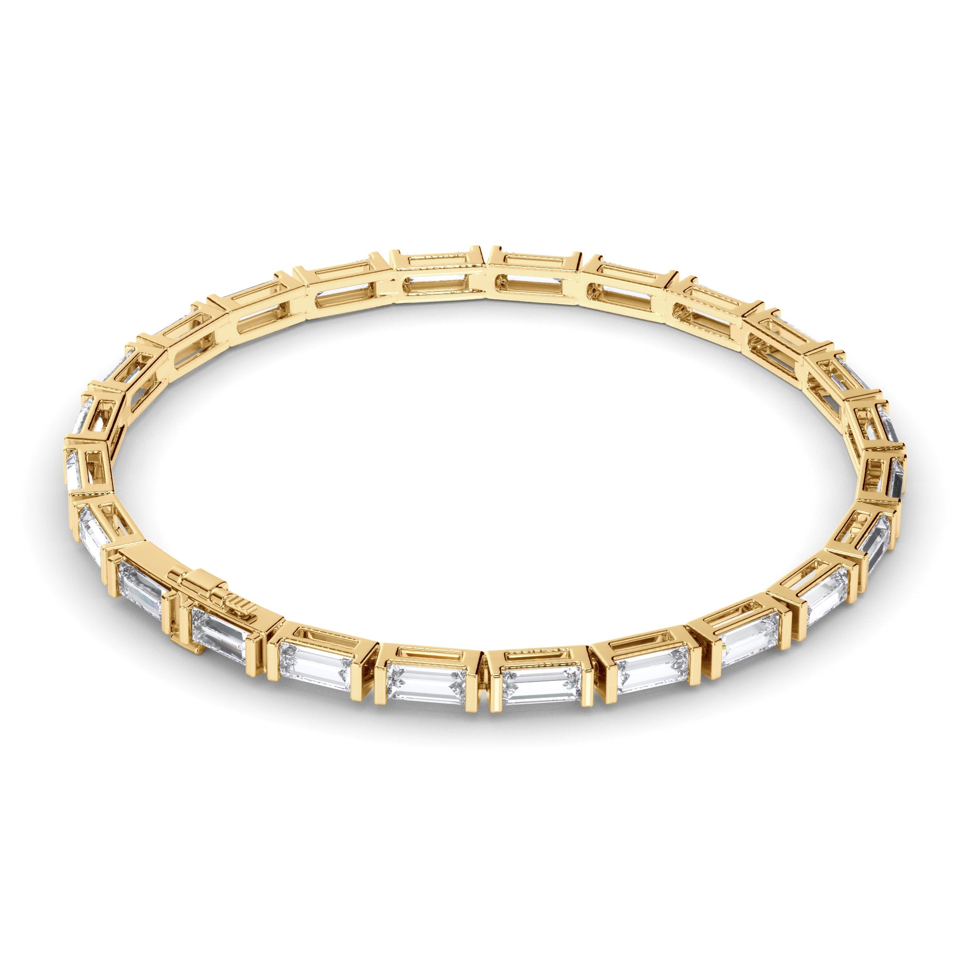 Baguette Cut Natural Mined Diamond Tennis Bracelet