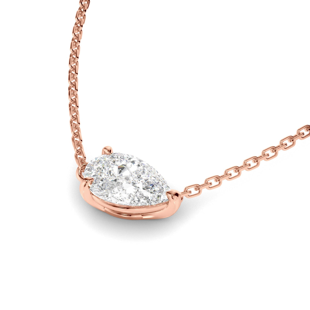 East West Pear Cut Diamond Necklet