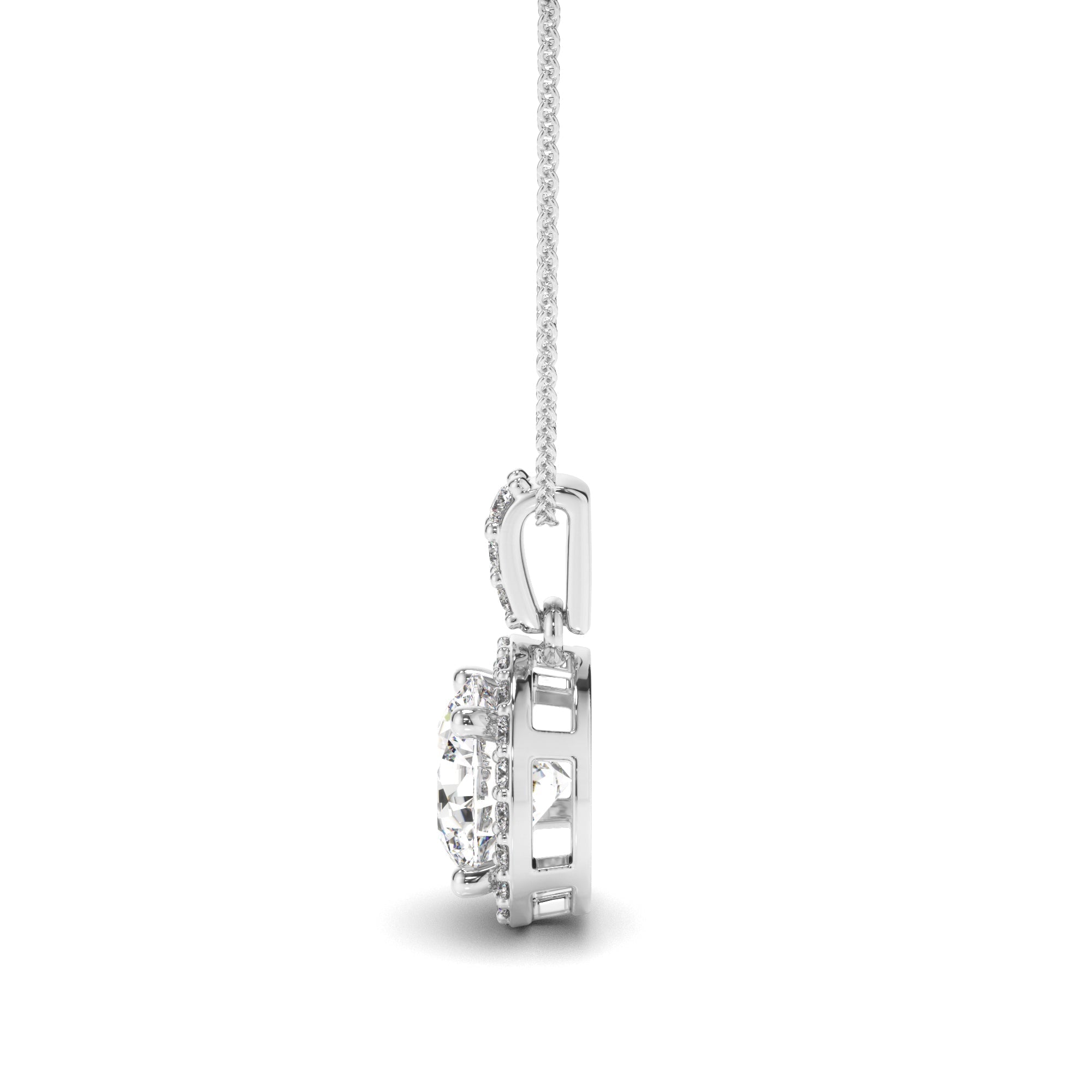 Round Brilliant Cut Diamond Halo Pendant