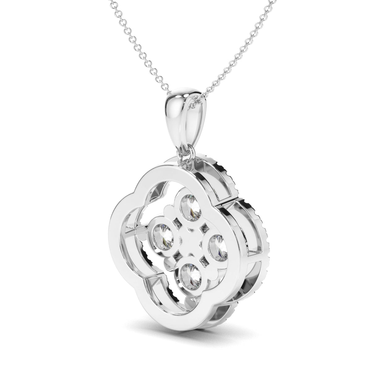 Round Brilliant Cut Diamond Clover Pendant