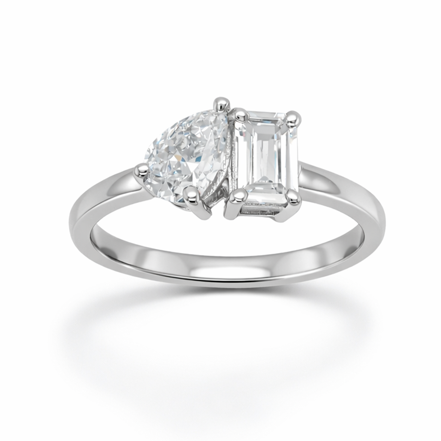 Pear & Emerald Cut Toi et Moi Ring