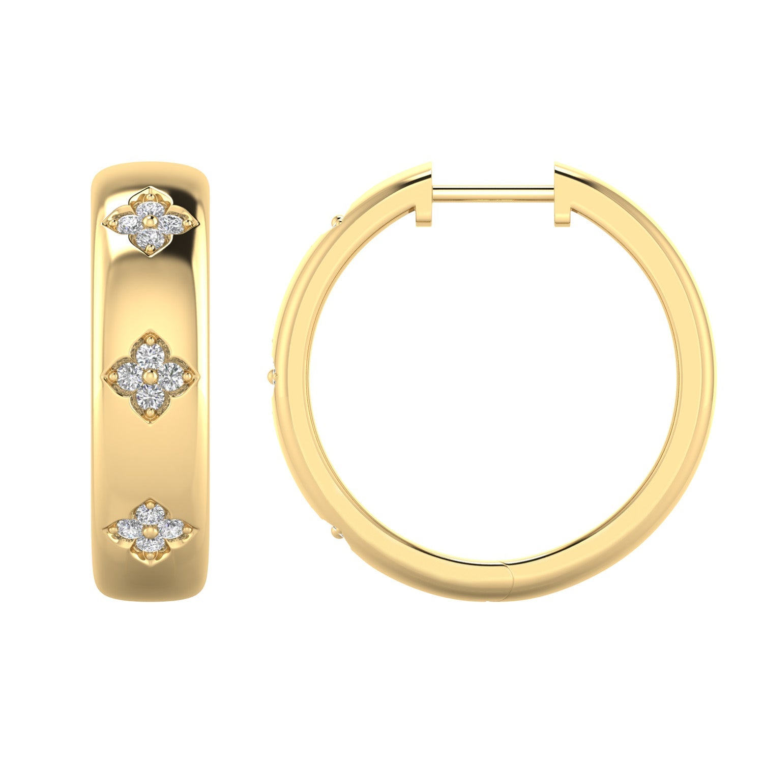 22ct Gold Vermeil 0.20ct Lab Grown Diamond 21.2mm Hoop Earrings