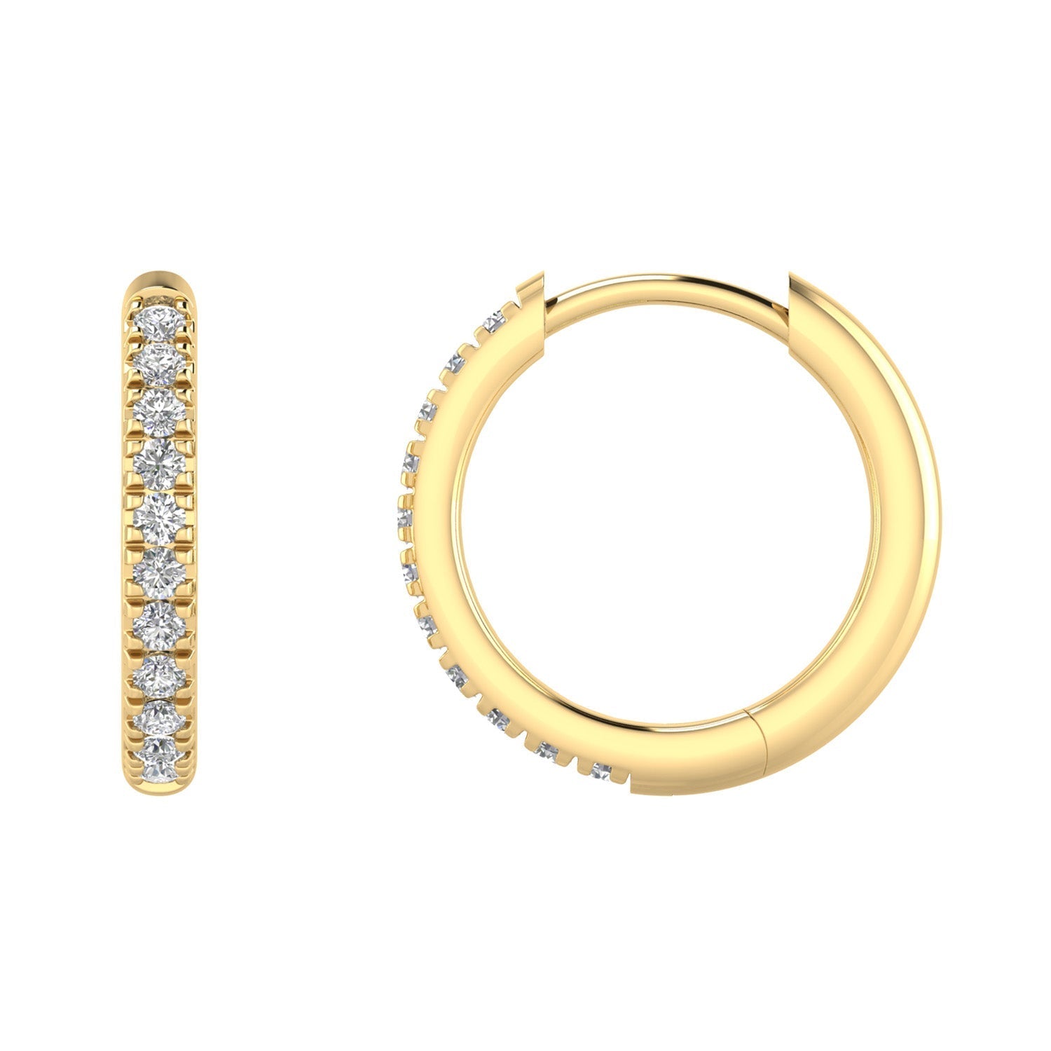 22ct Gold Vermeil 0.25ct Lab Grown Diamond 13.2mm Hoop Earrings
