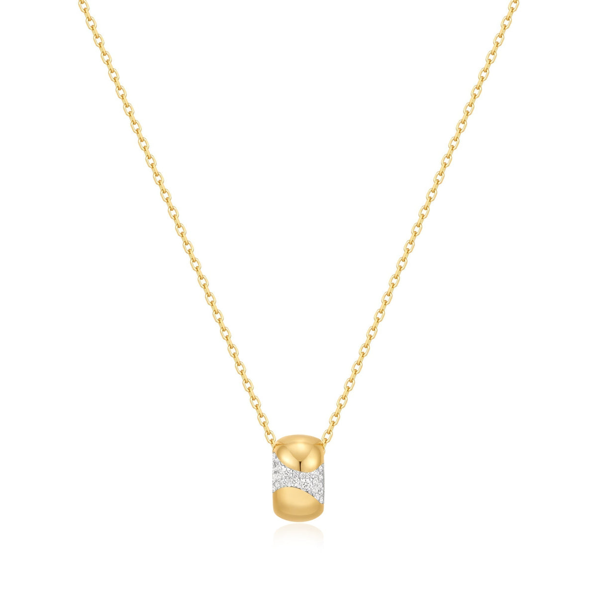 Ania Haie Gold Puffed Rivulet Pave Necklace