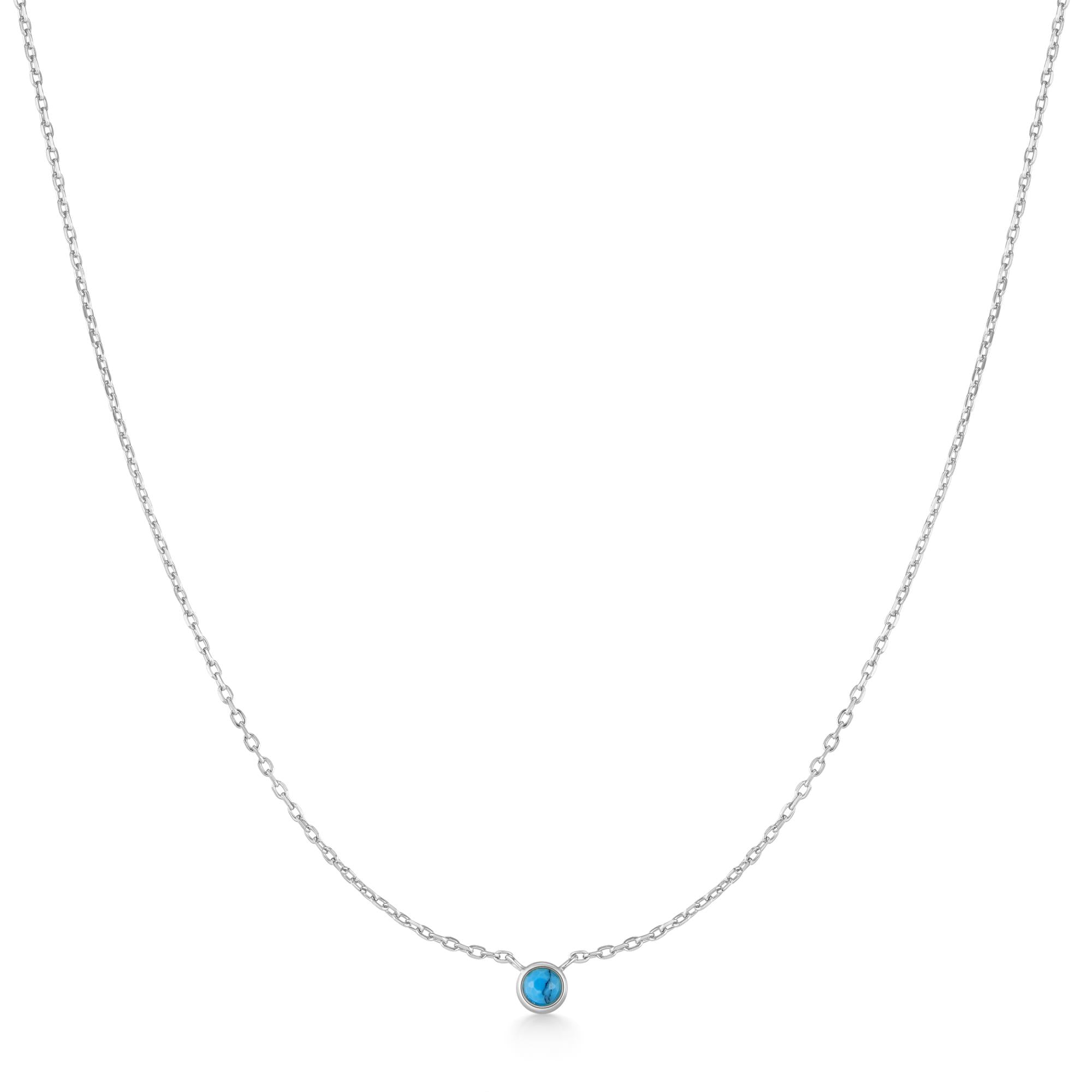 Ania Haie Silver Bezel-Set Lab-Created Turquoise Solitaire Necklace