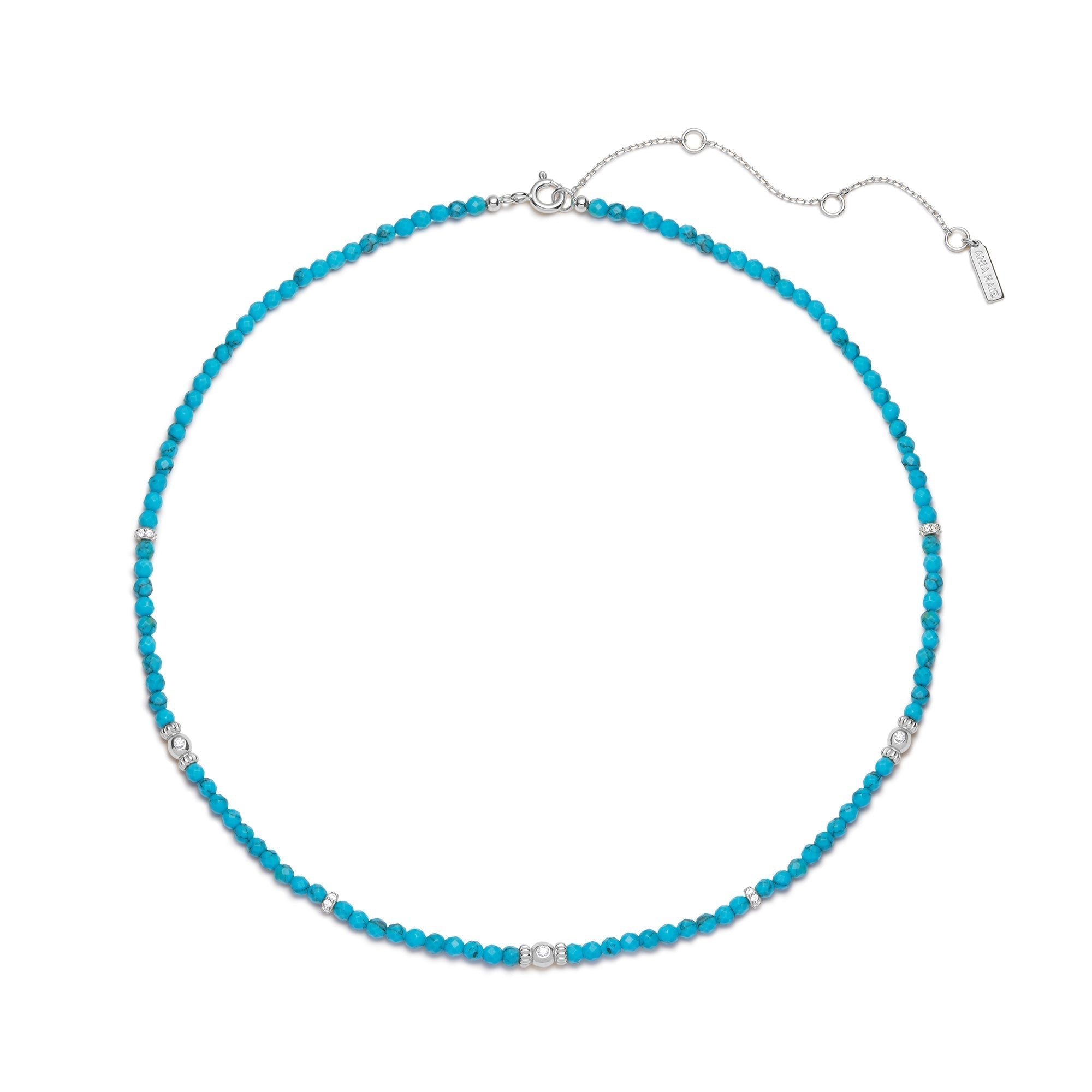 Ania Haie Silver Lab-Created Turquoise Beaded Necklace