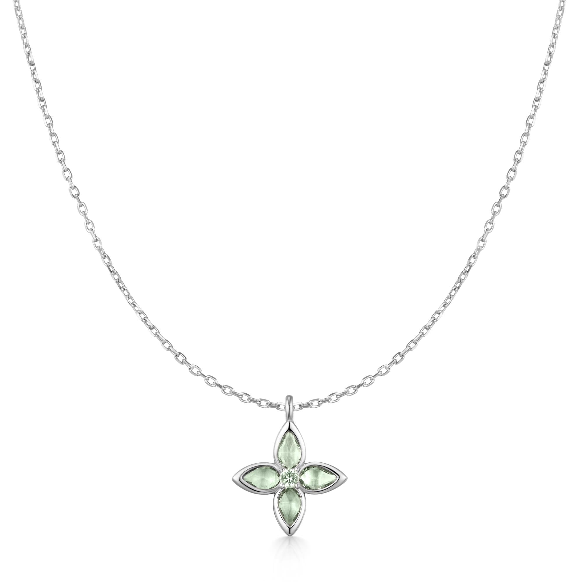 Ania Haie Silver Mint Green Lucky Clover Necklace