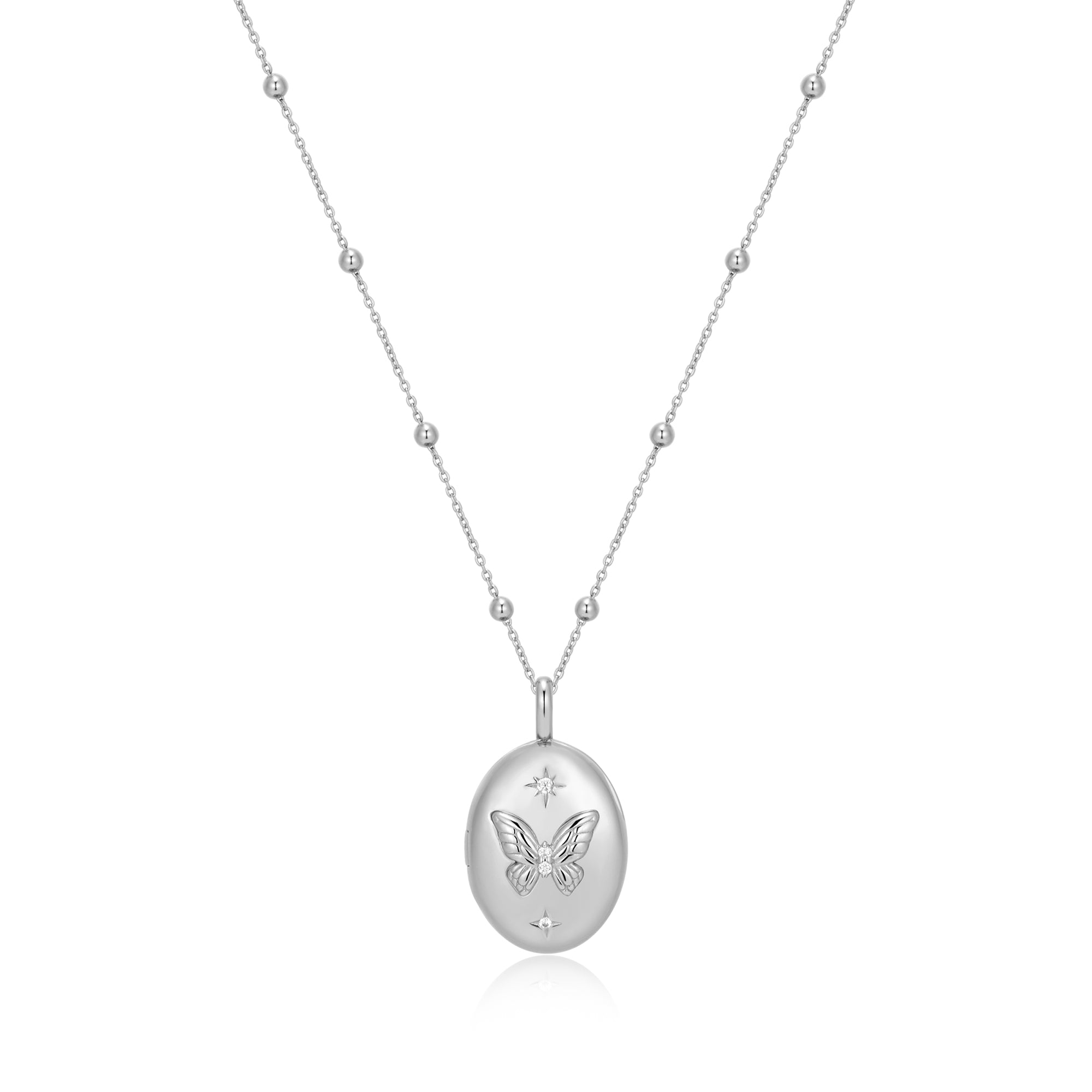 Ania Haie Silver Butterfly Locket Necklace