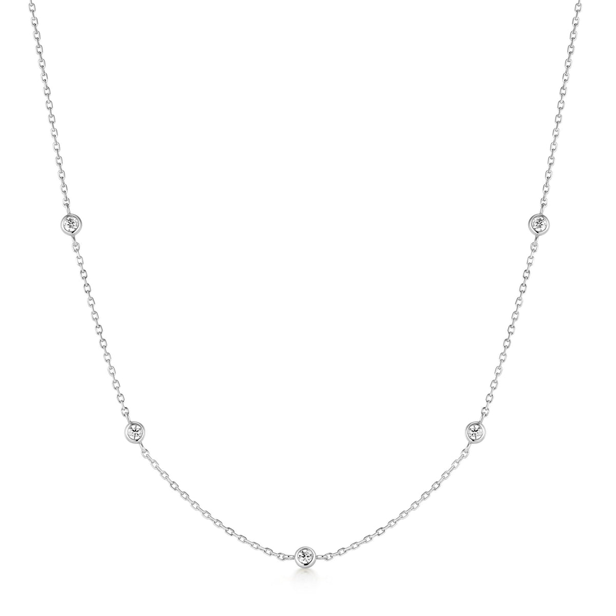 Ania Haie Silver Classic Bezel-Set Station Necklace