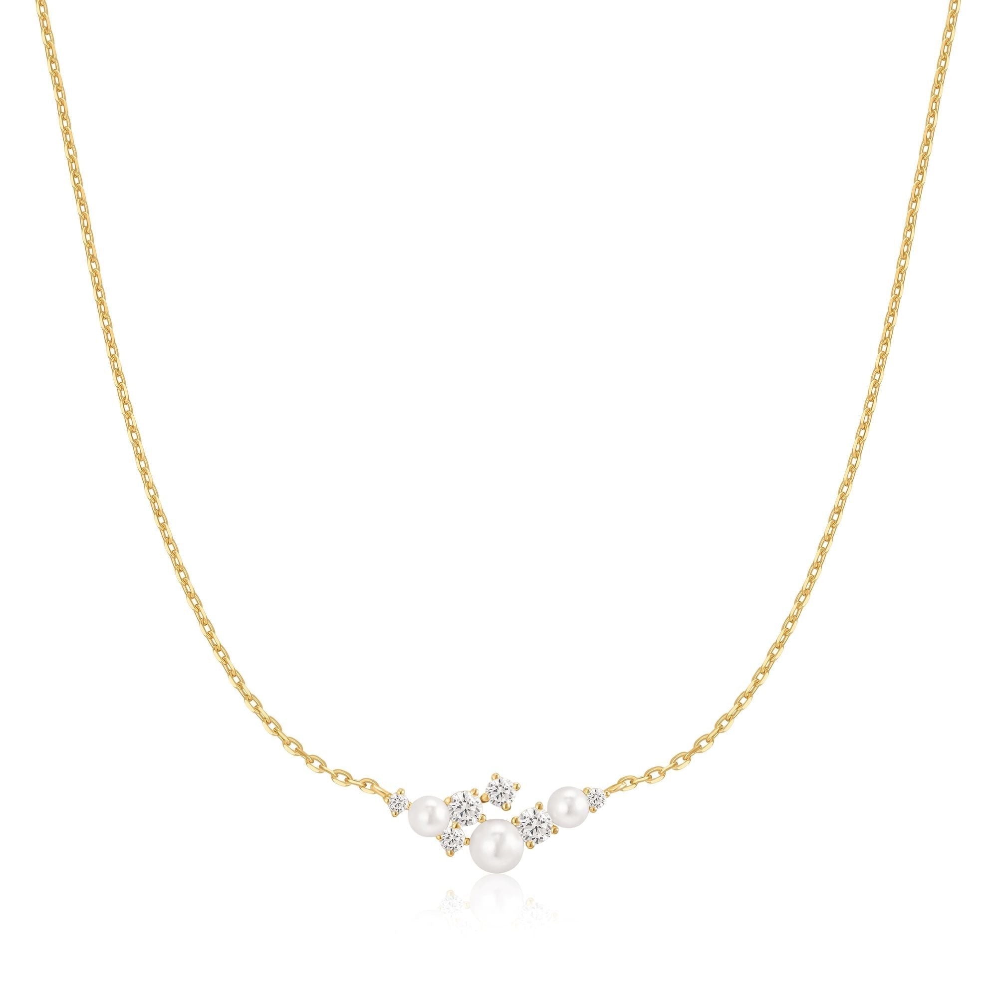 Ania Haie Silver Shell Pearl Cluster Necklace