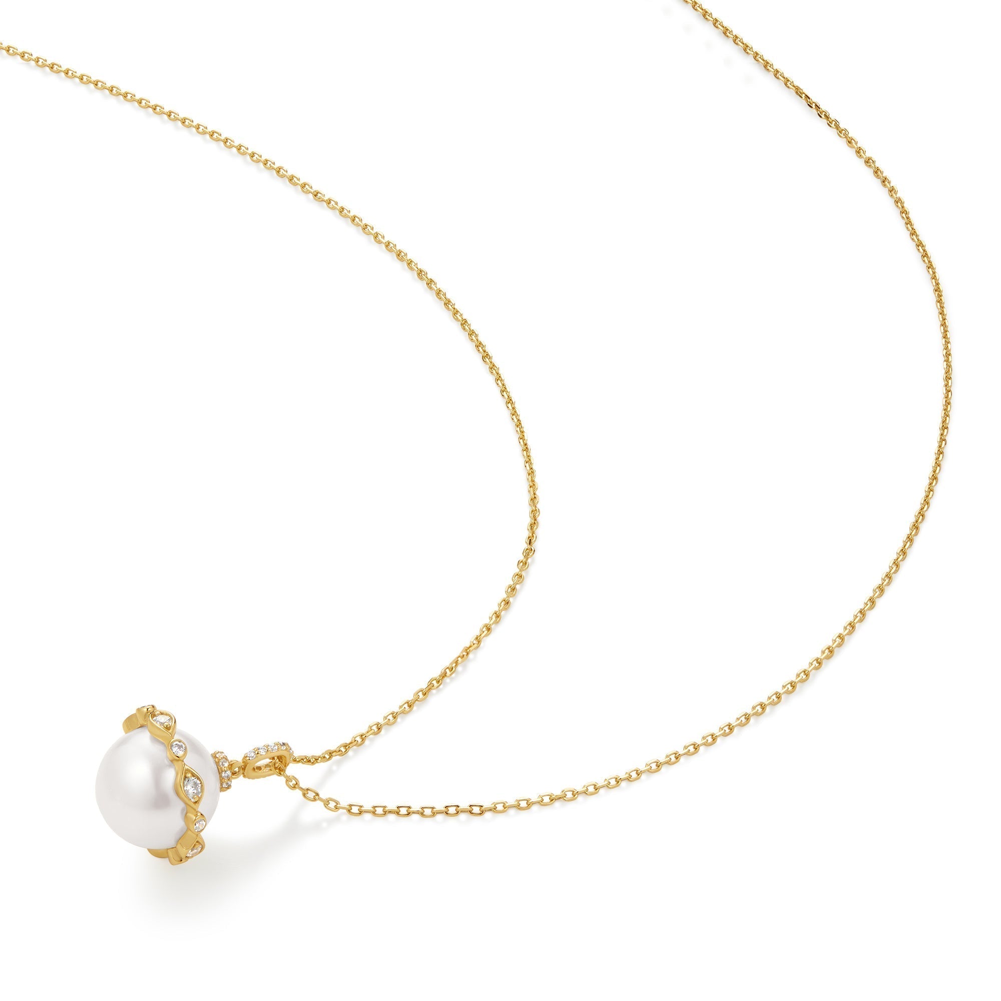 Ania Haie Gold Shell Pearl Halo Evil-Eye Necklace